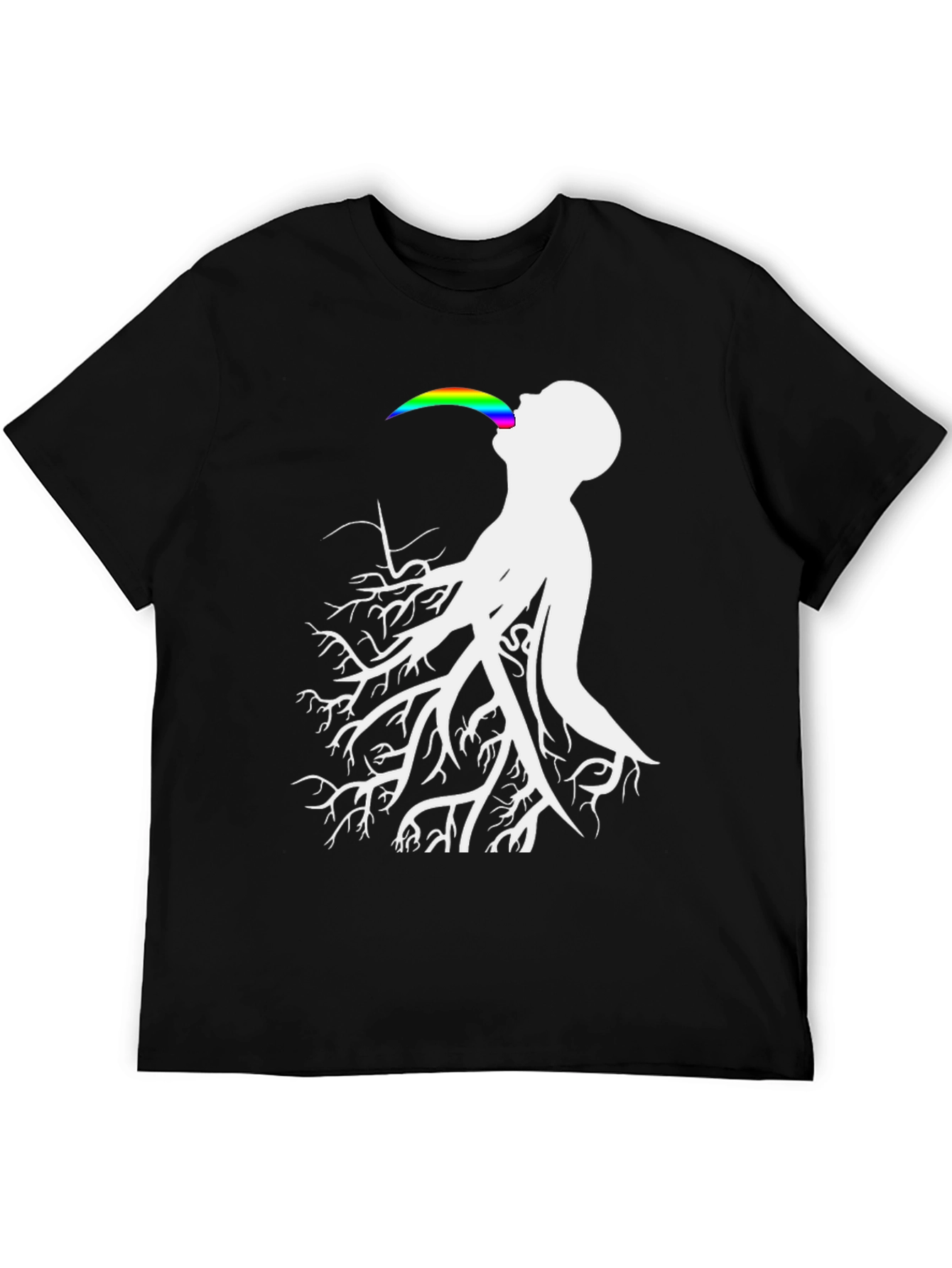 Tree Roots Rainbow Tongue Black T-Shirt