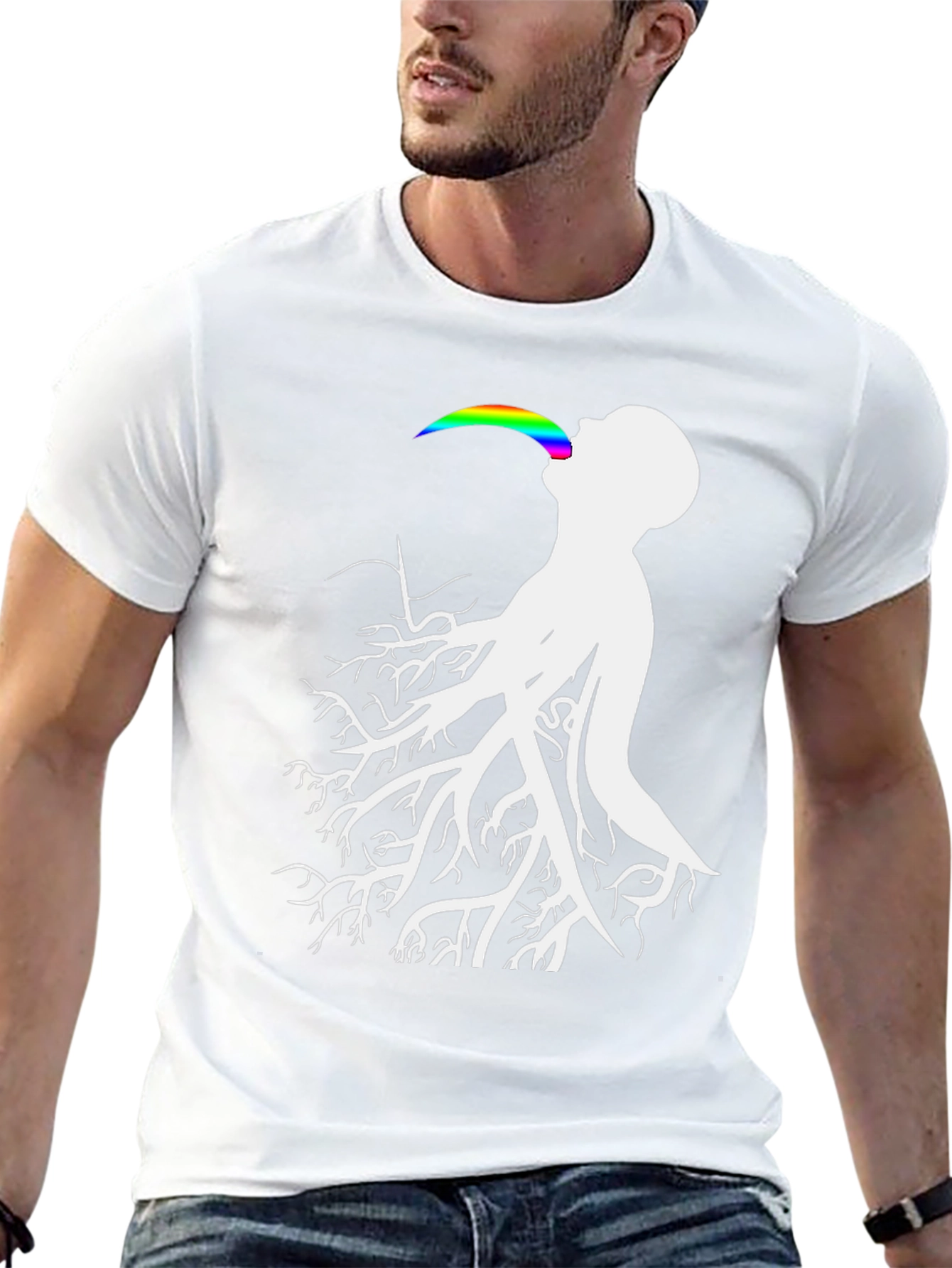 Tree Roots Rainbow Tongue Black T-Shirt