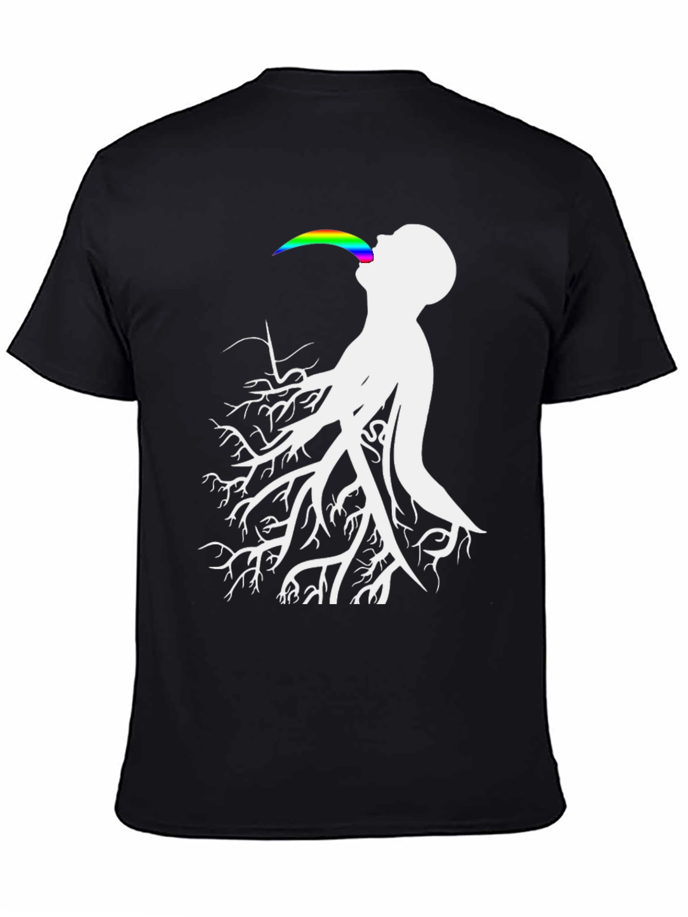 Tree Roots Rainbow Tongue Black T-Shirt