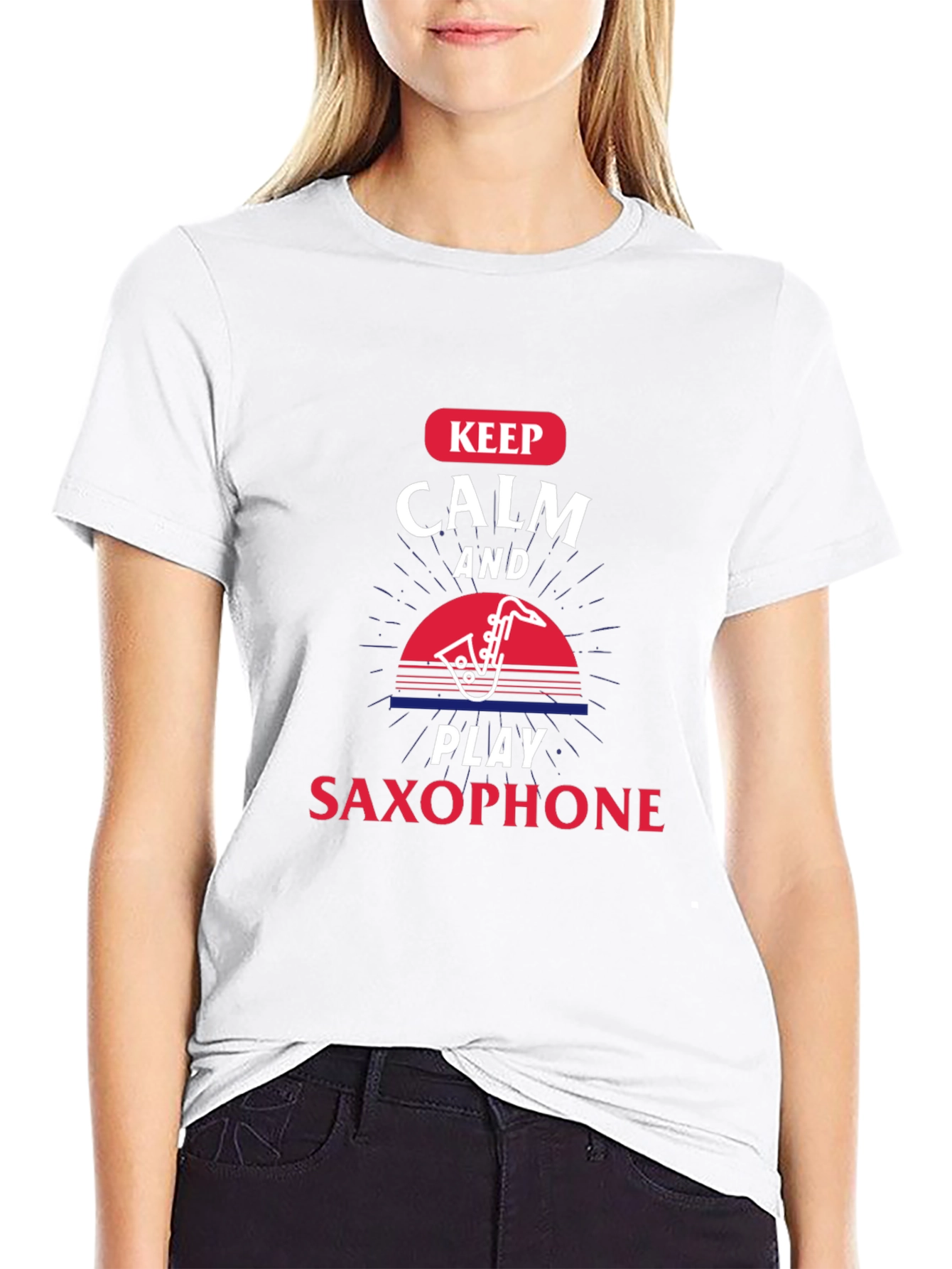 Keep Calm Play Saxophone Black T-Shirt