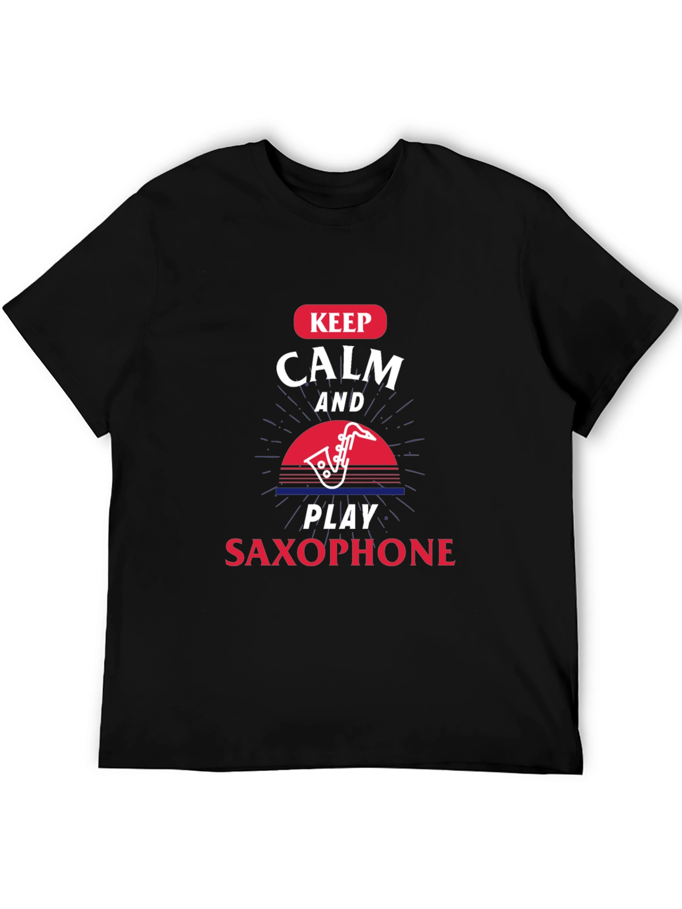 Keep Calm Play Saxophone Black T-Shirt