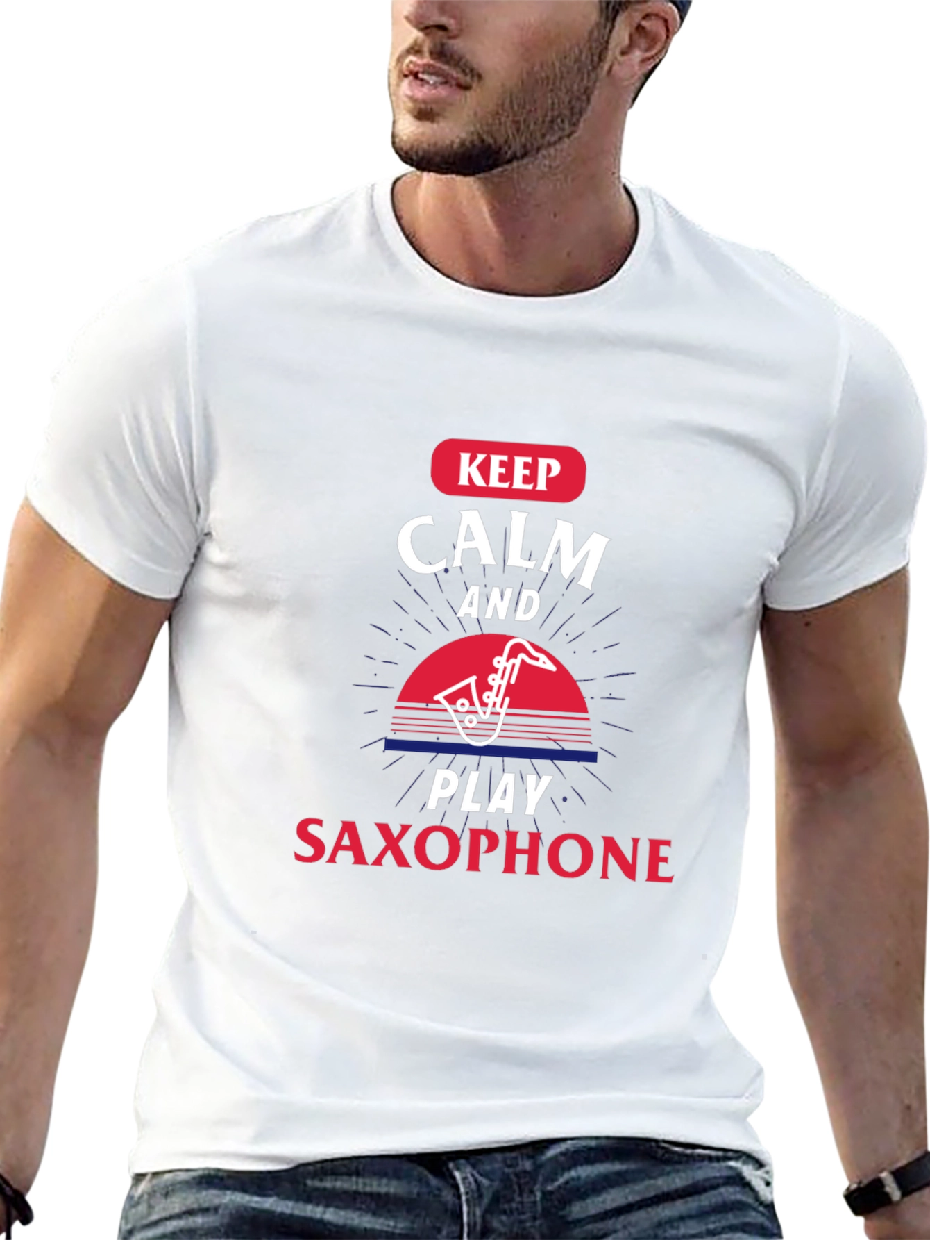 Keep Calm Play Saxophone Black T-Shirt