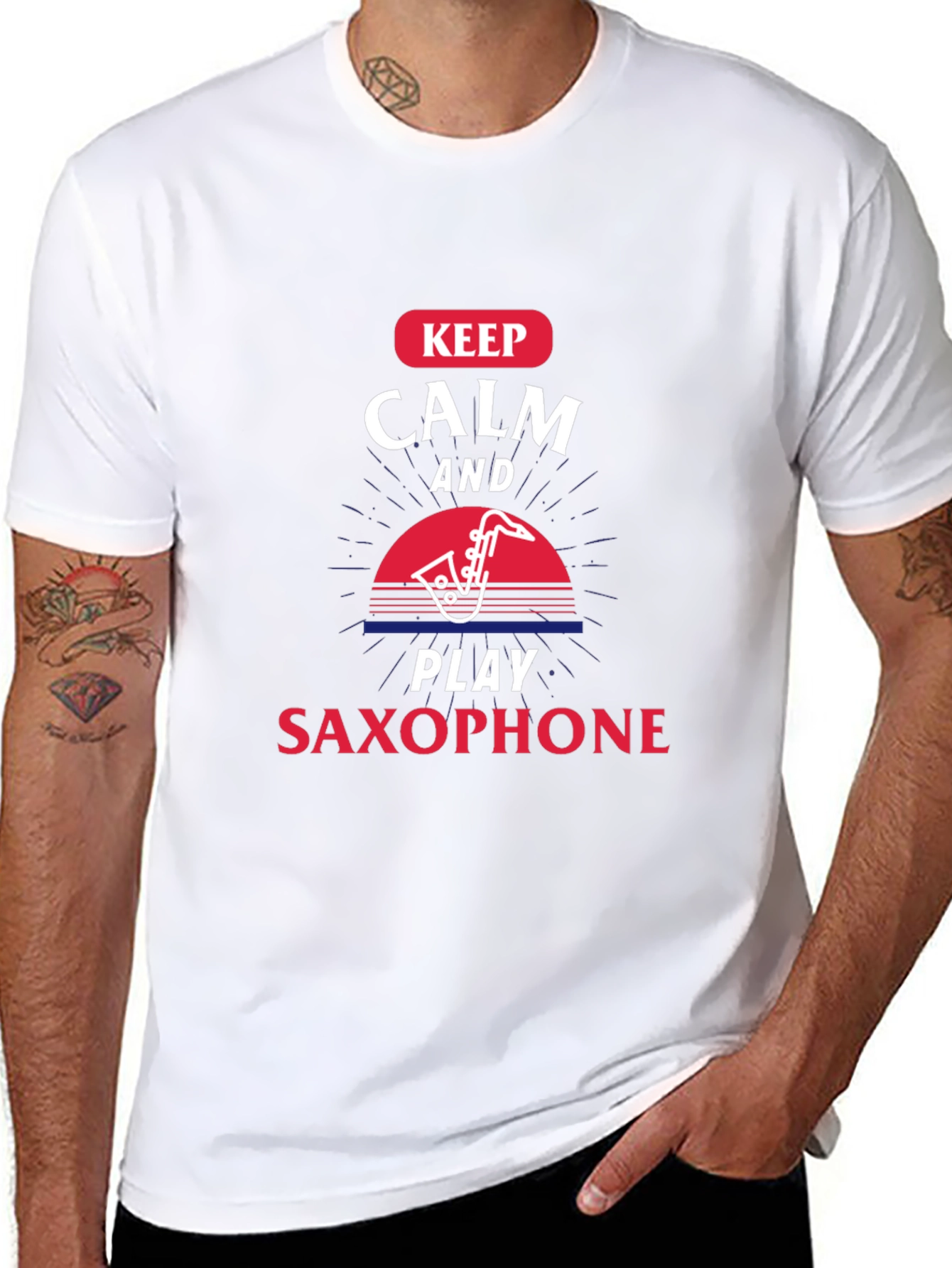 Keep Calm Play Saxophone Black T-Shirt