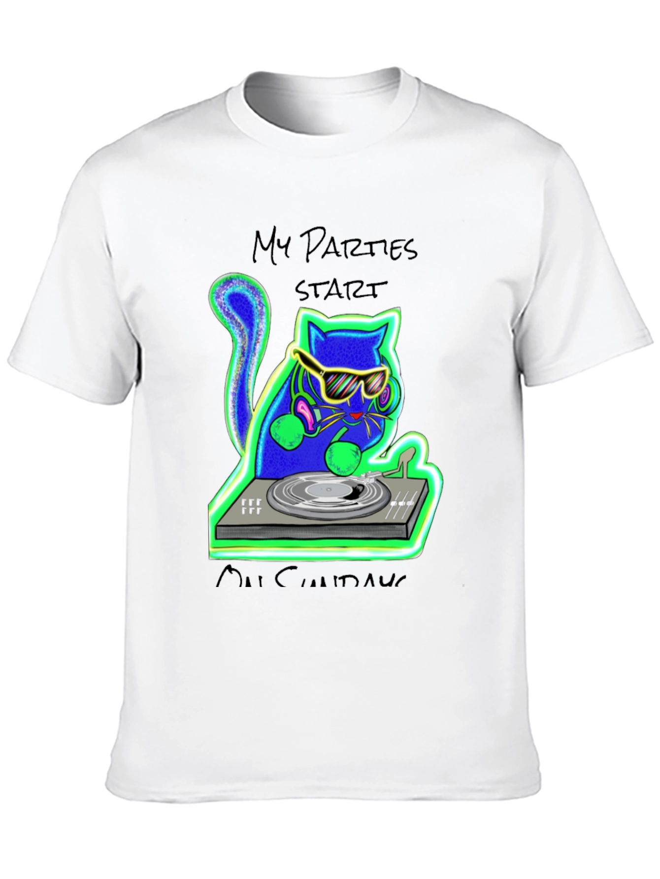DJ Cat Graphic Tee - My Parties Start Meow!