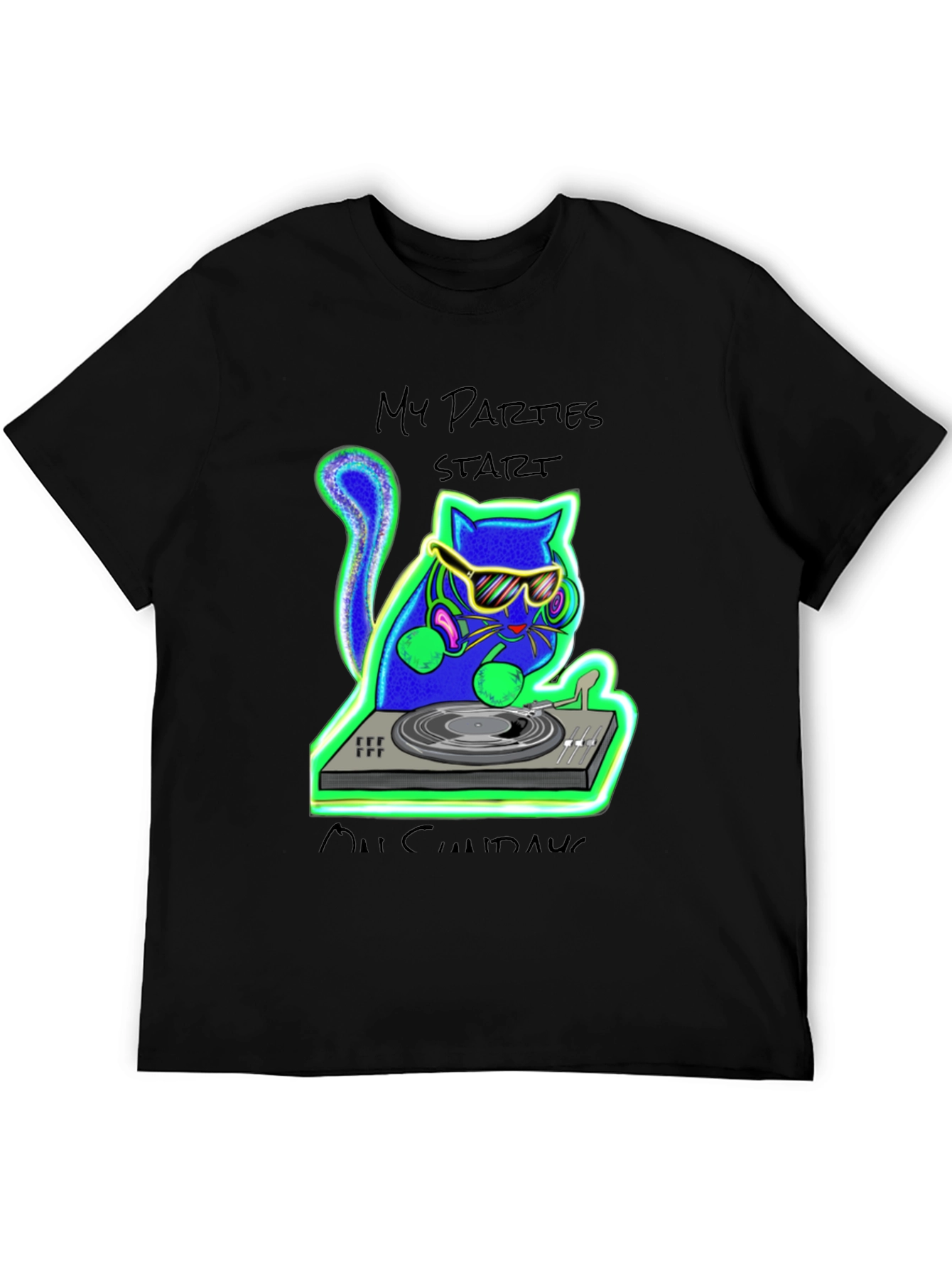 DJ Cat Graphic Tee - My Parties Start Meow!