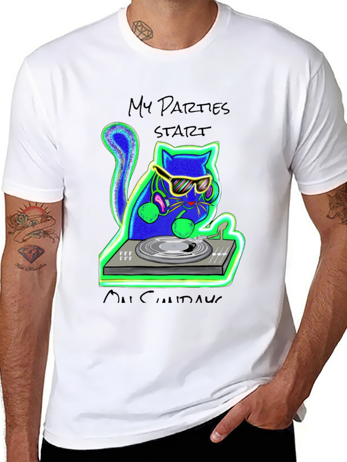 DJ Cat Graphic Tee - My Parties Start Meow!
