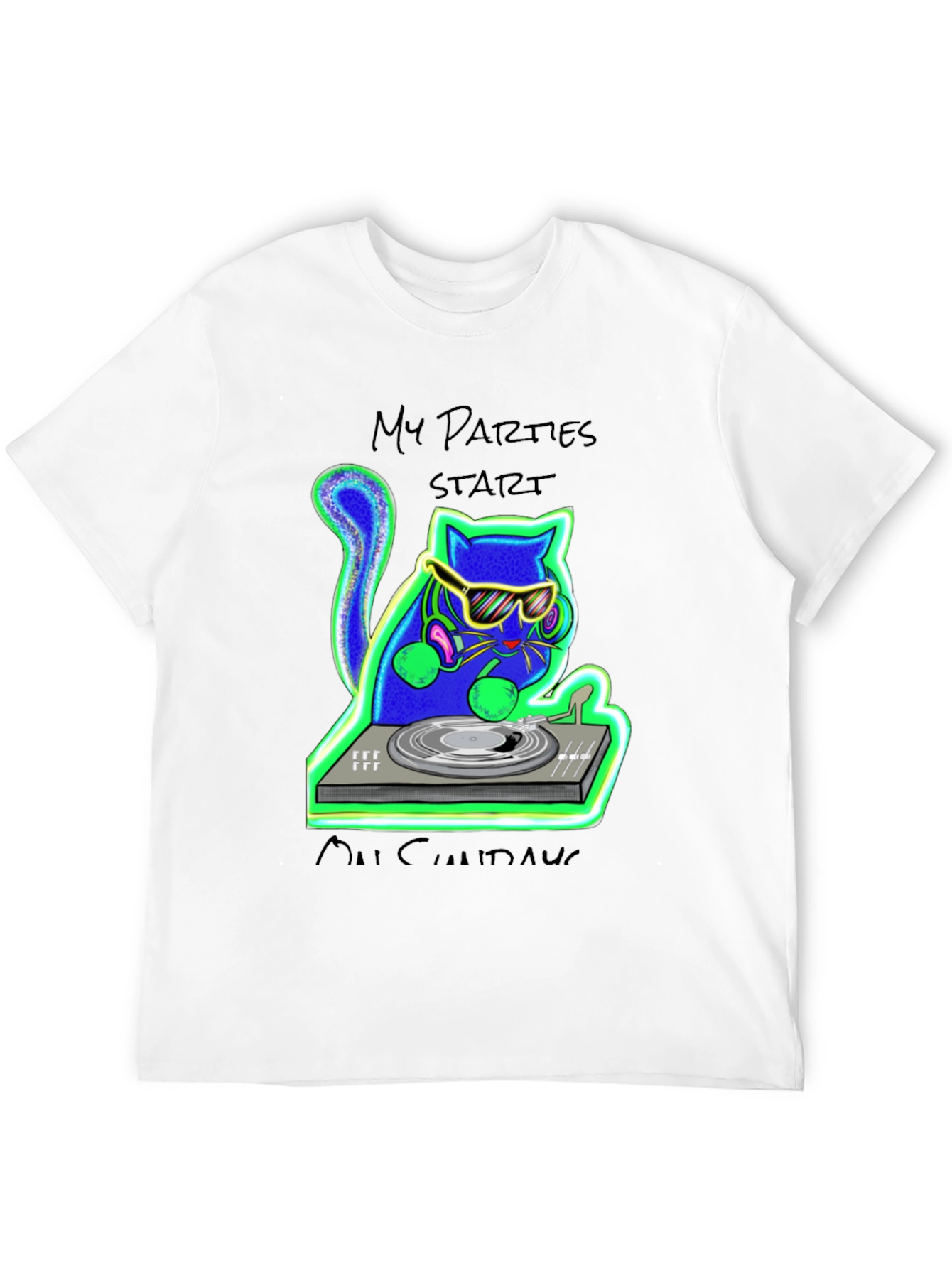 DJ Cat Graphic Tee - My Parties Start Meow!