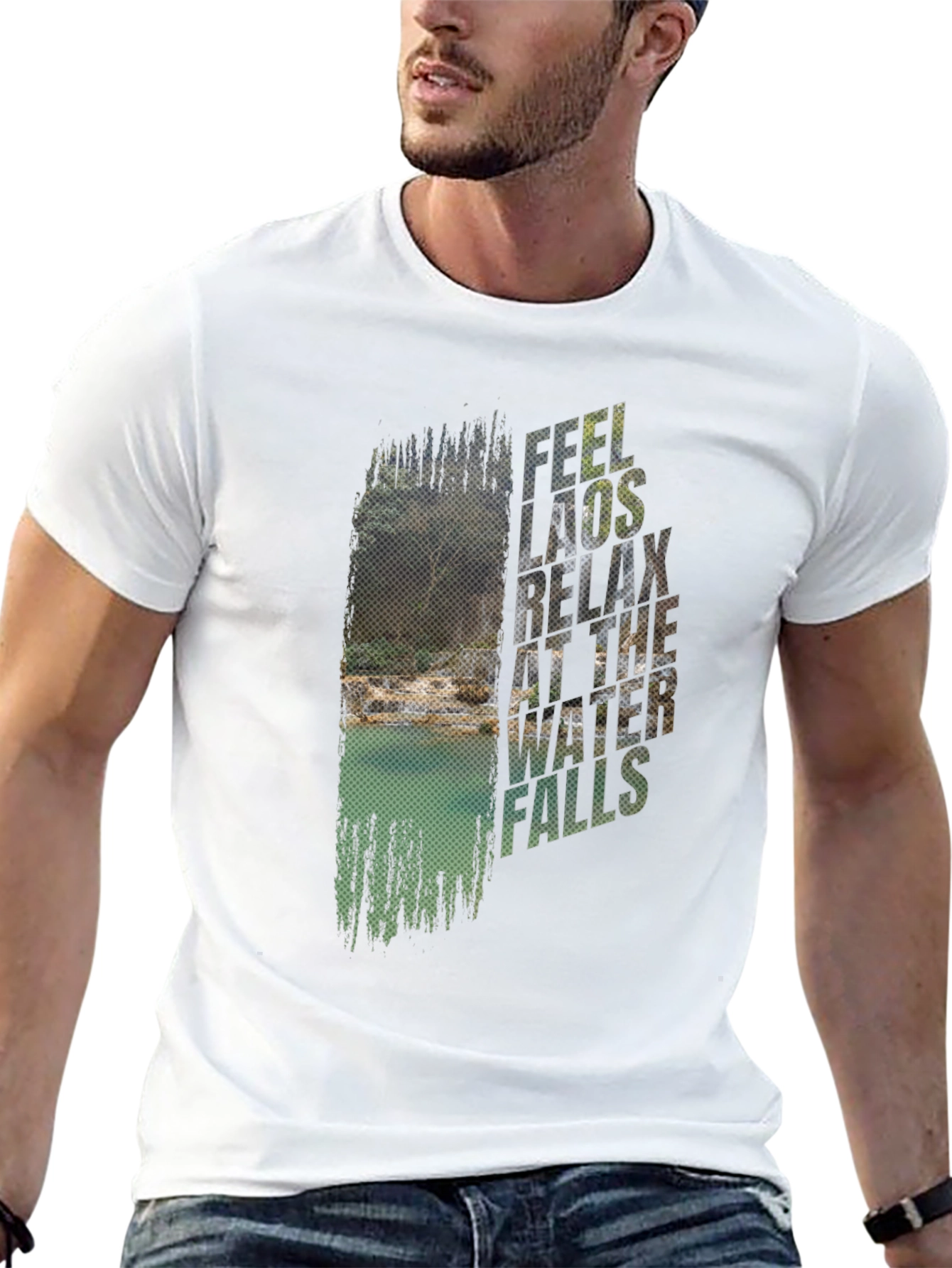 Feel Laos Relax Waterfall Graphic T-Shirt
