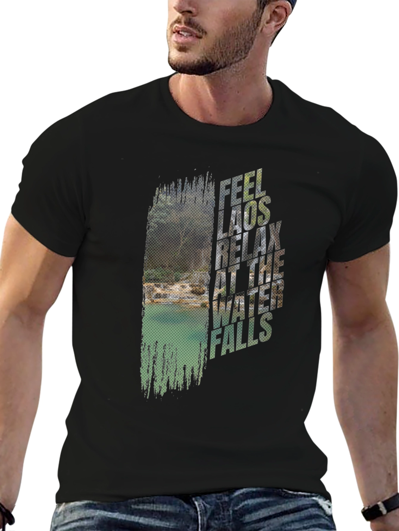 Feel Laos Relax Waterfall Graphic T-Shirt