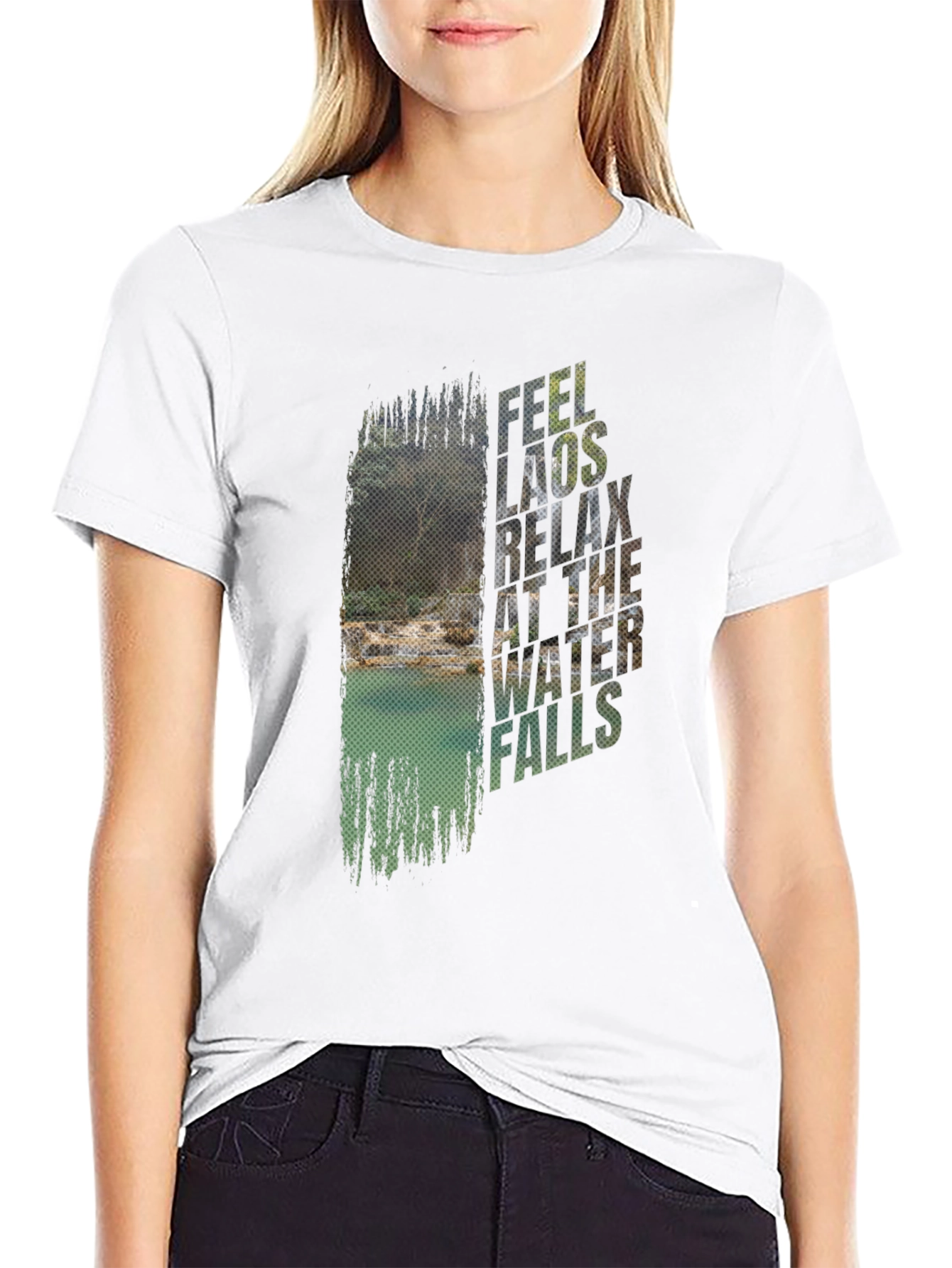 Feel Laos Relax Waterfall Graphic T-Shirt