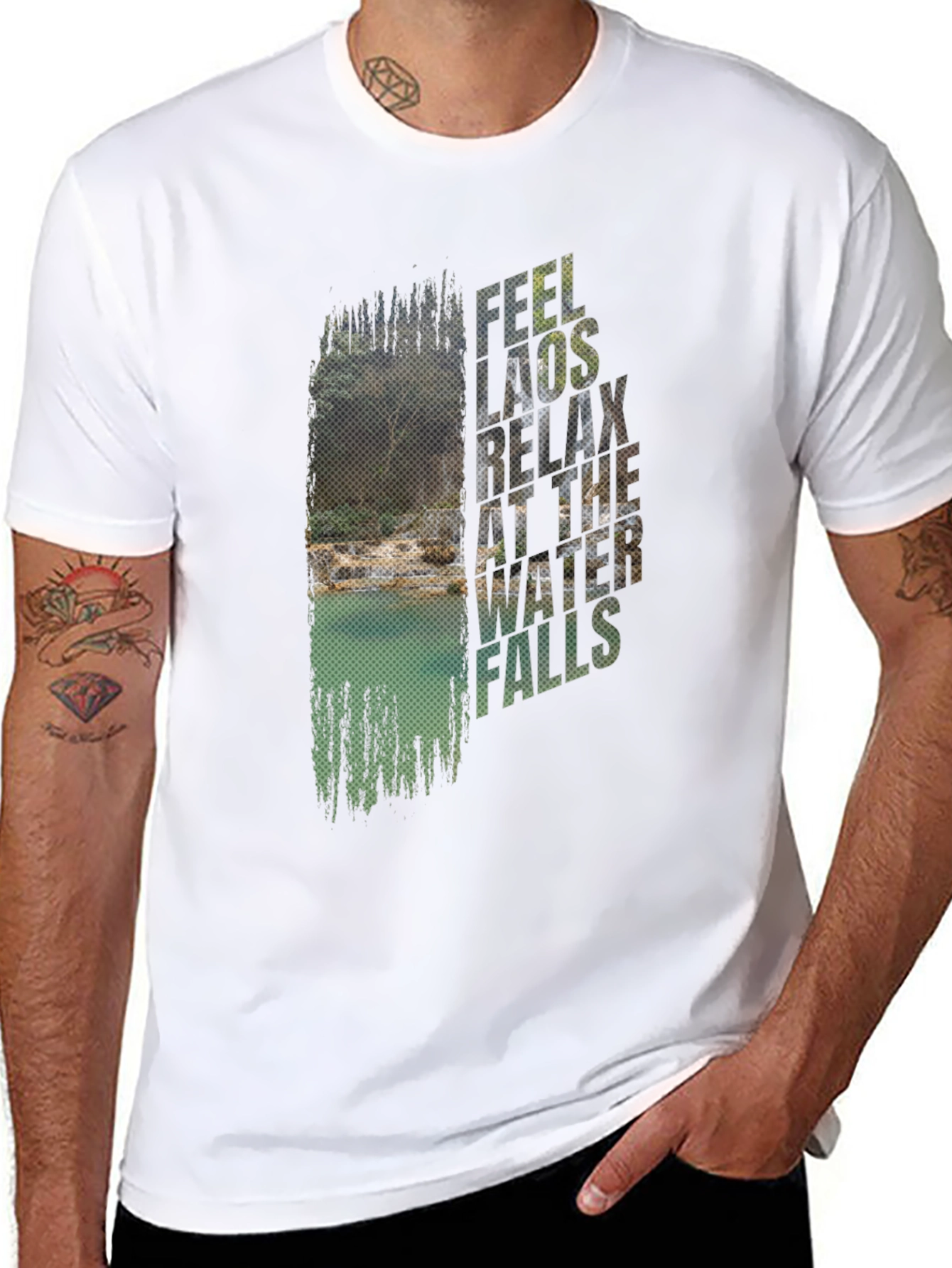 Feel Laos Relax Waterfall Graphic T-Shirt