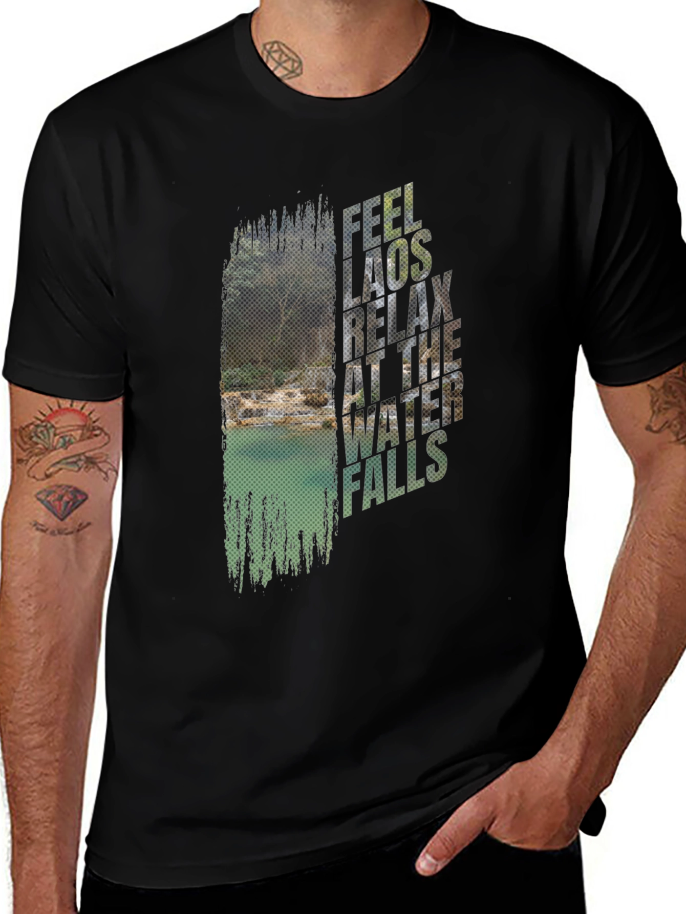 Feel Laos Relax Waterfall Graphic T-Shirt