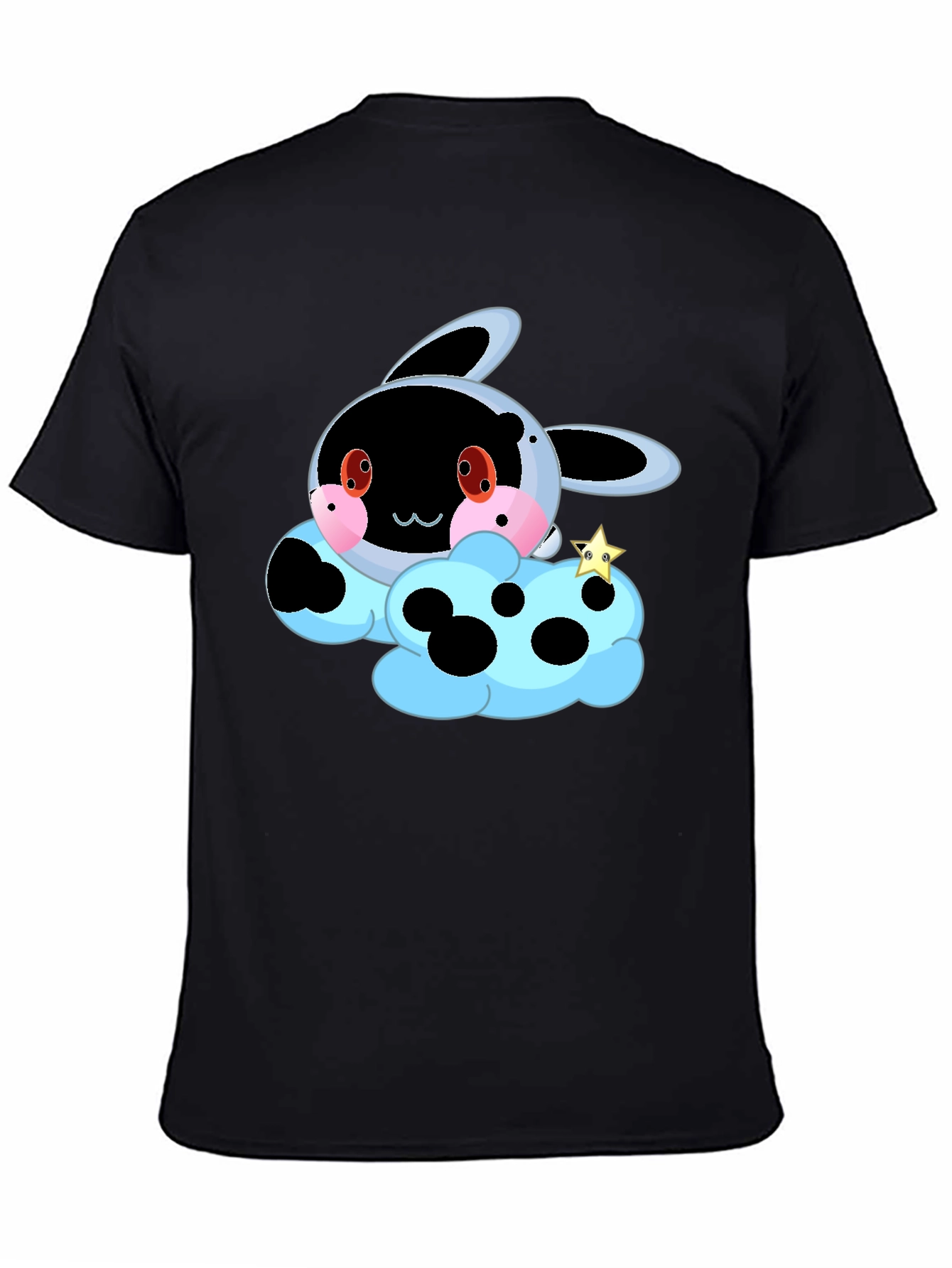 Cute Cartoon Cloud T-Shirt - Black