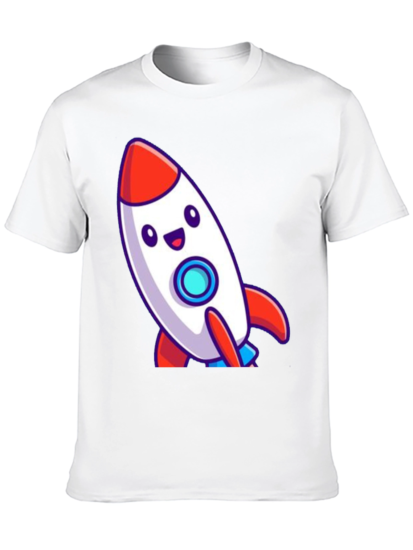 Cute Cartoon Rocket T-Shirt - Black Cotton Blend