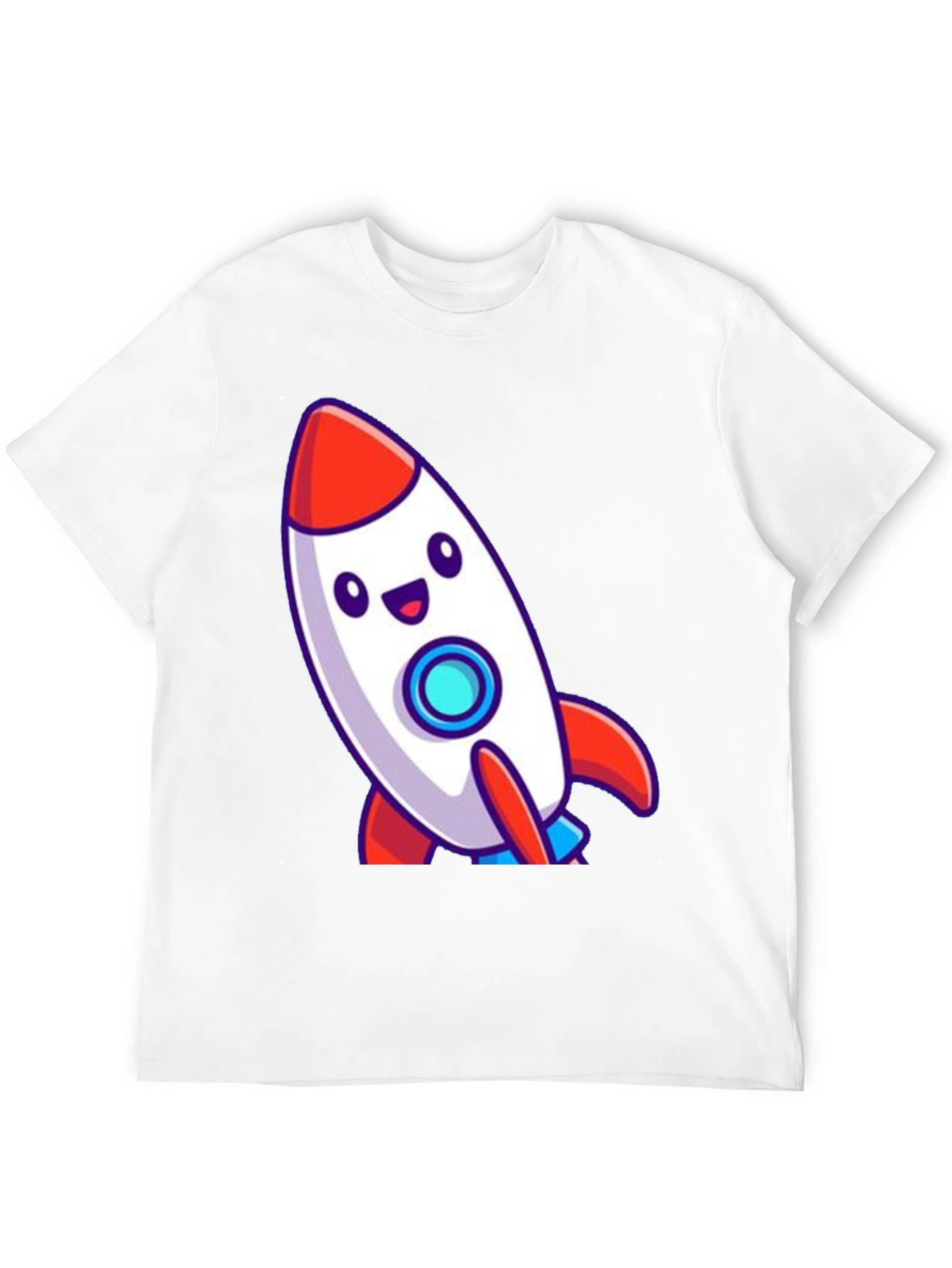 Cute Cartoon Rocket T-Shirt - Black Cotton Blend