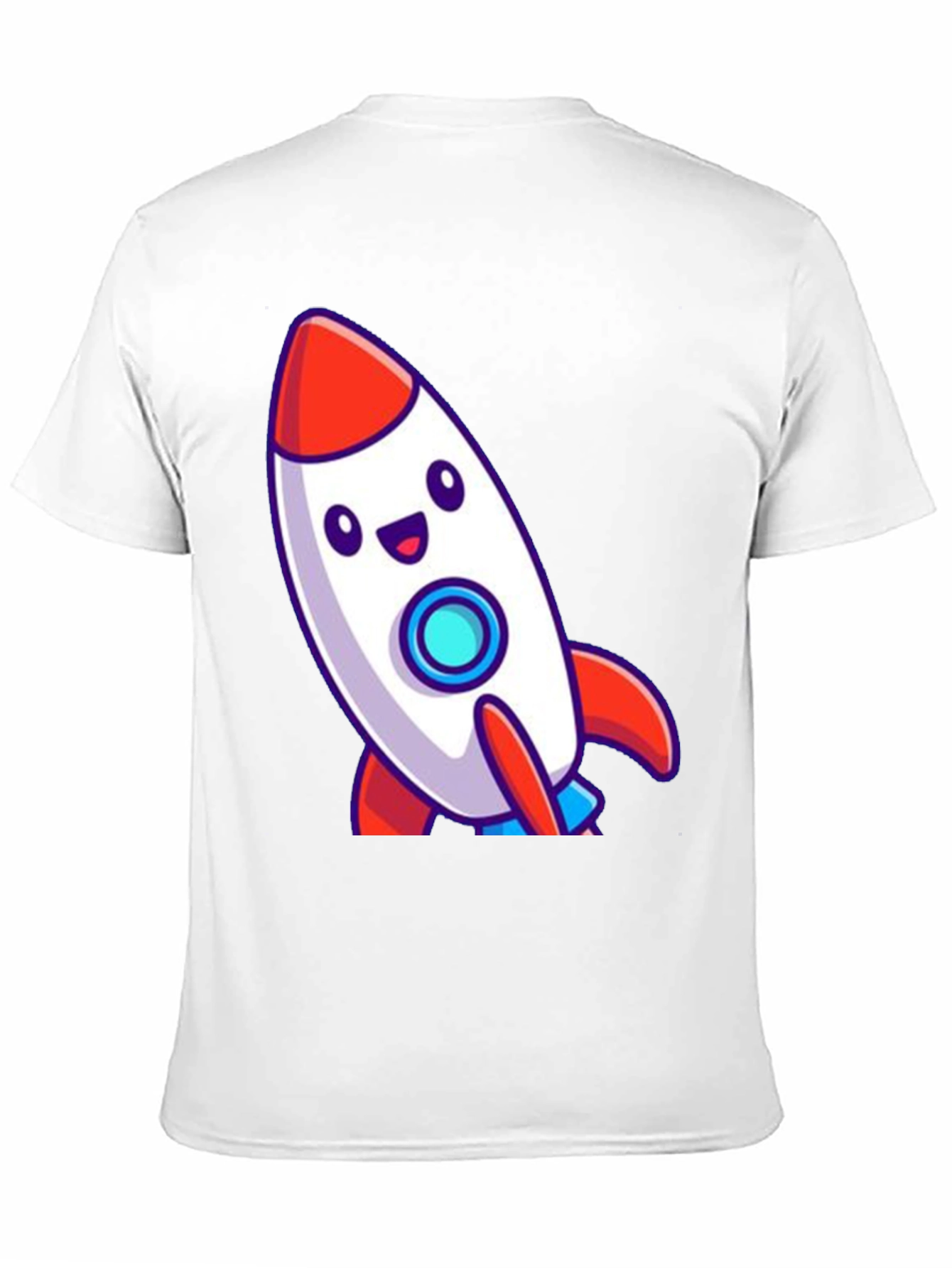 Cute Cartoon Rocket T-Shirt - Black Cotton Blend
