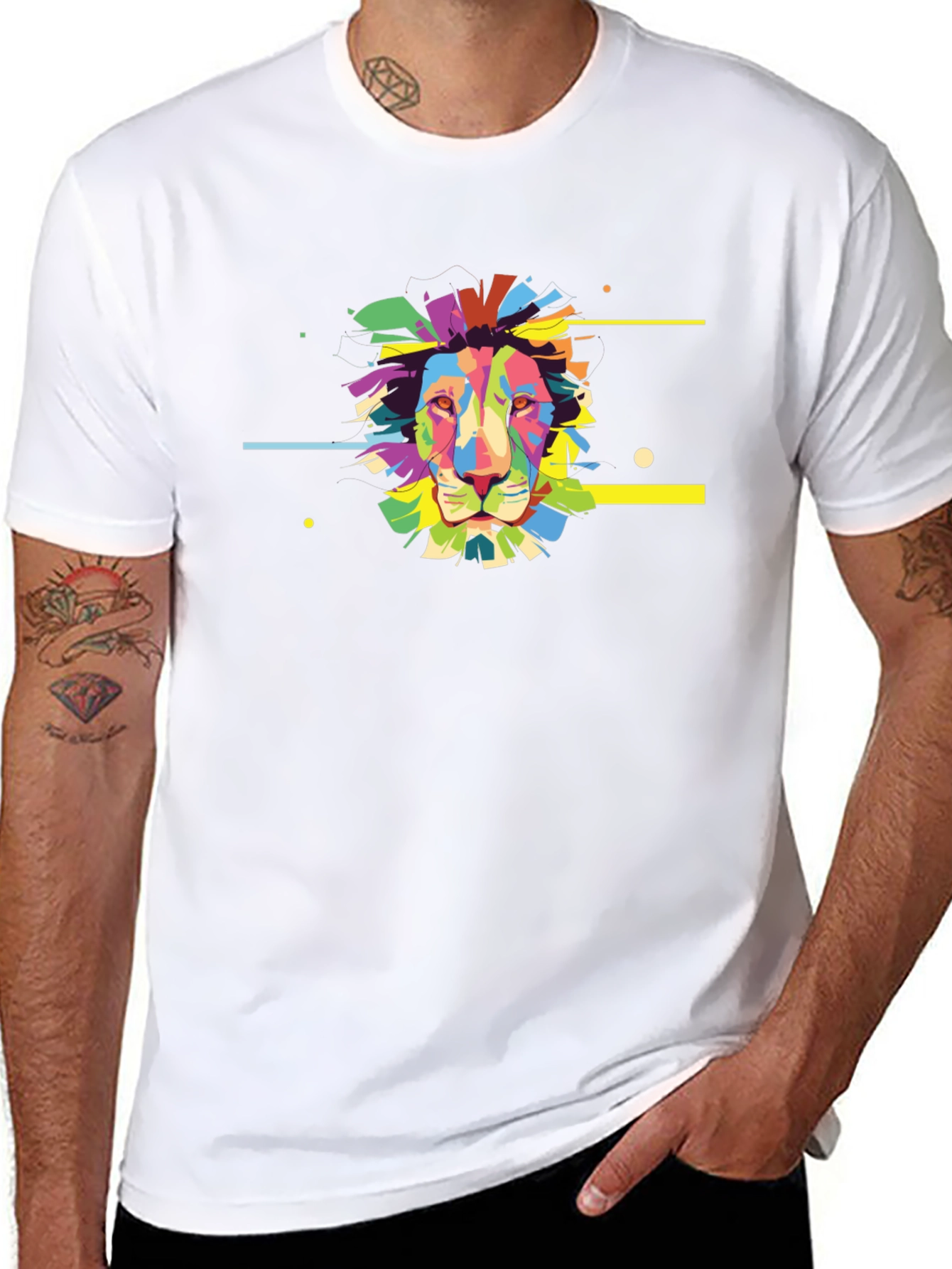 Abstract Lion Graphic Black T-Shirt