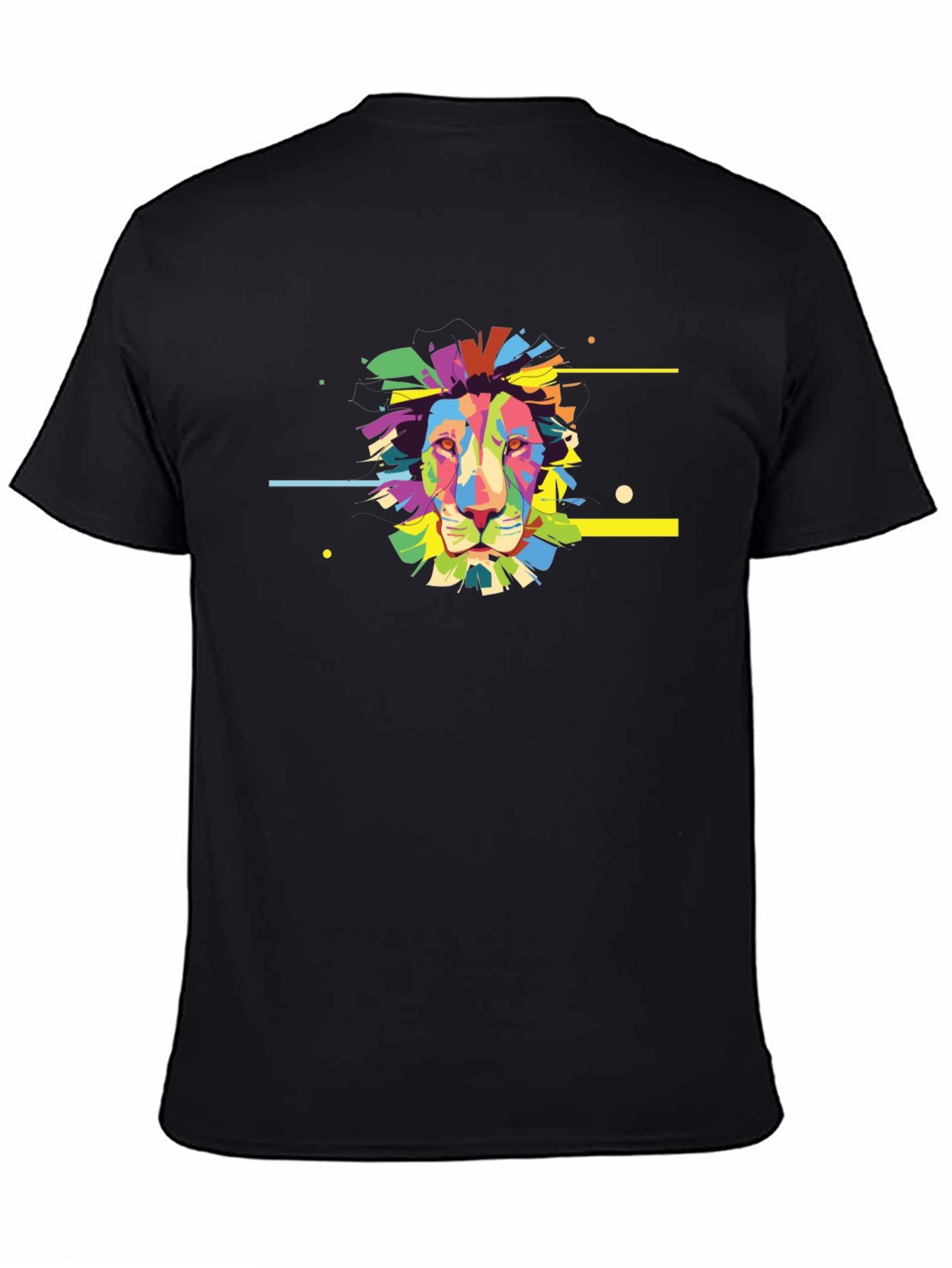 Abstract Lion Graphic Black T-Shirt