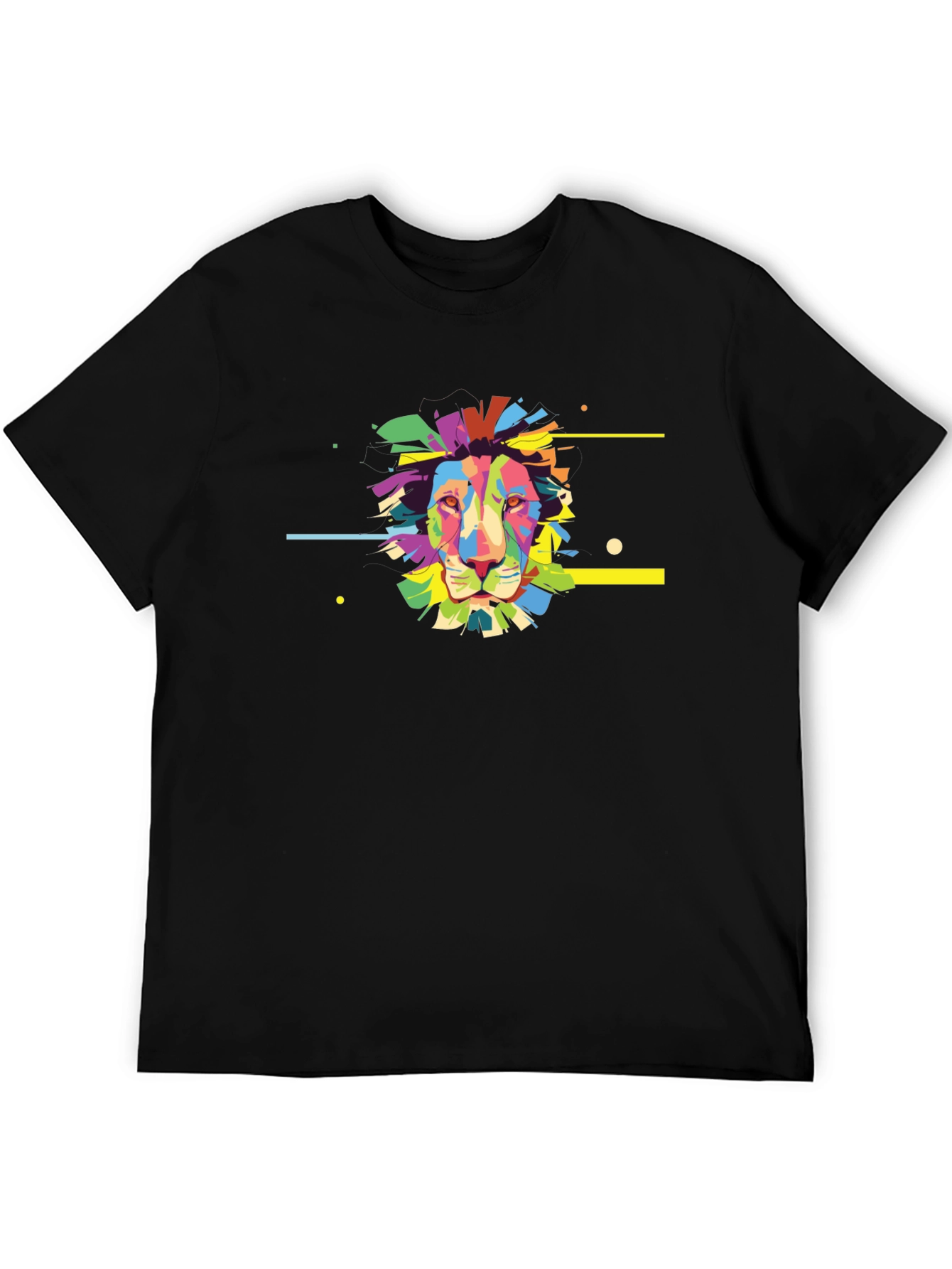 Abstract Lion Graphic Black T-Shirt