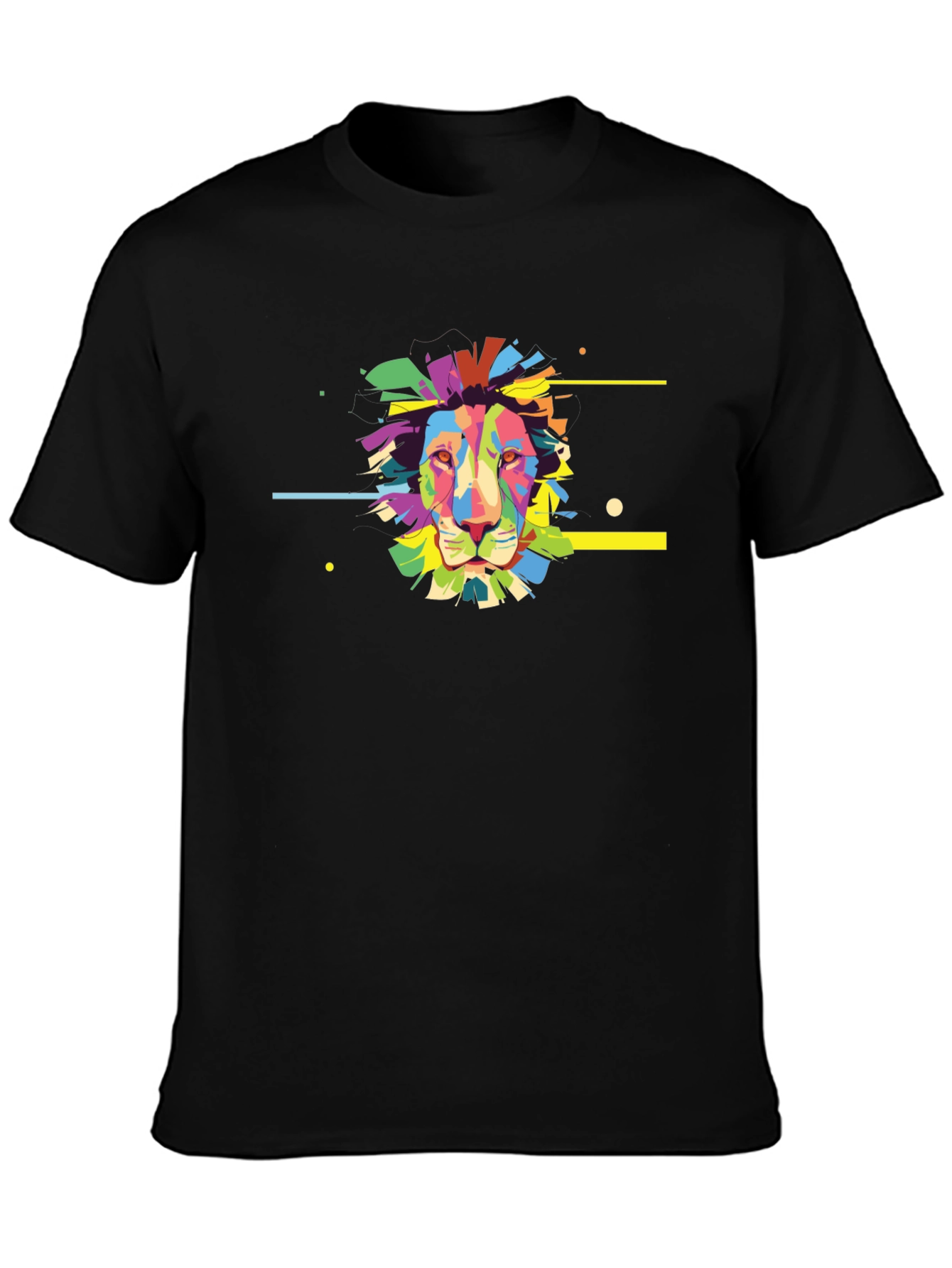 Abstract Lion Graphic Black T-Shirt