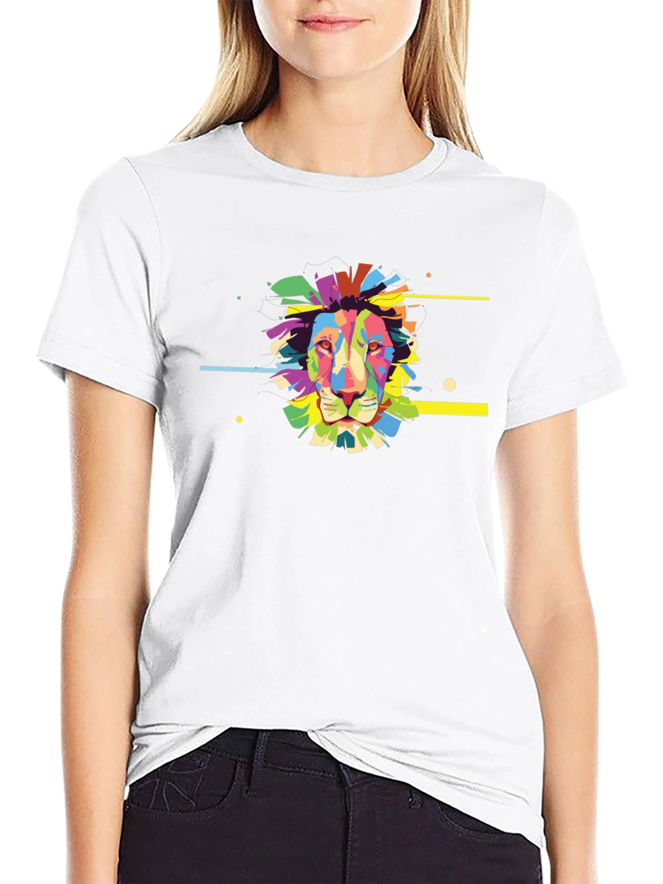 Abstract Lion Graphic Black T-Shirt