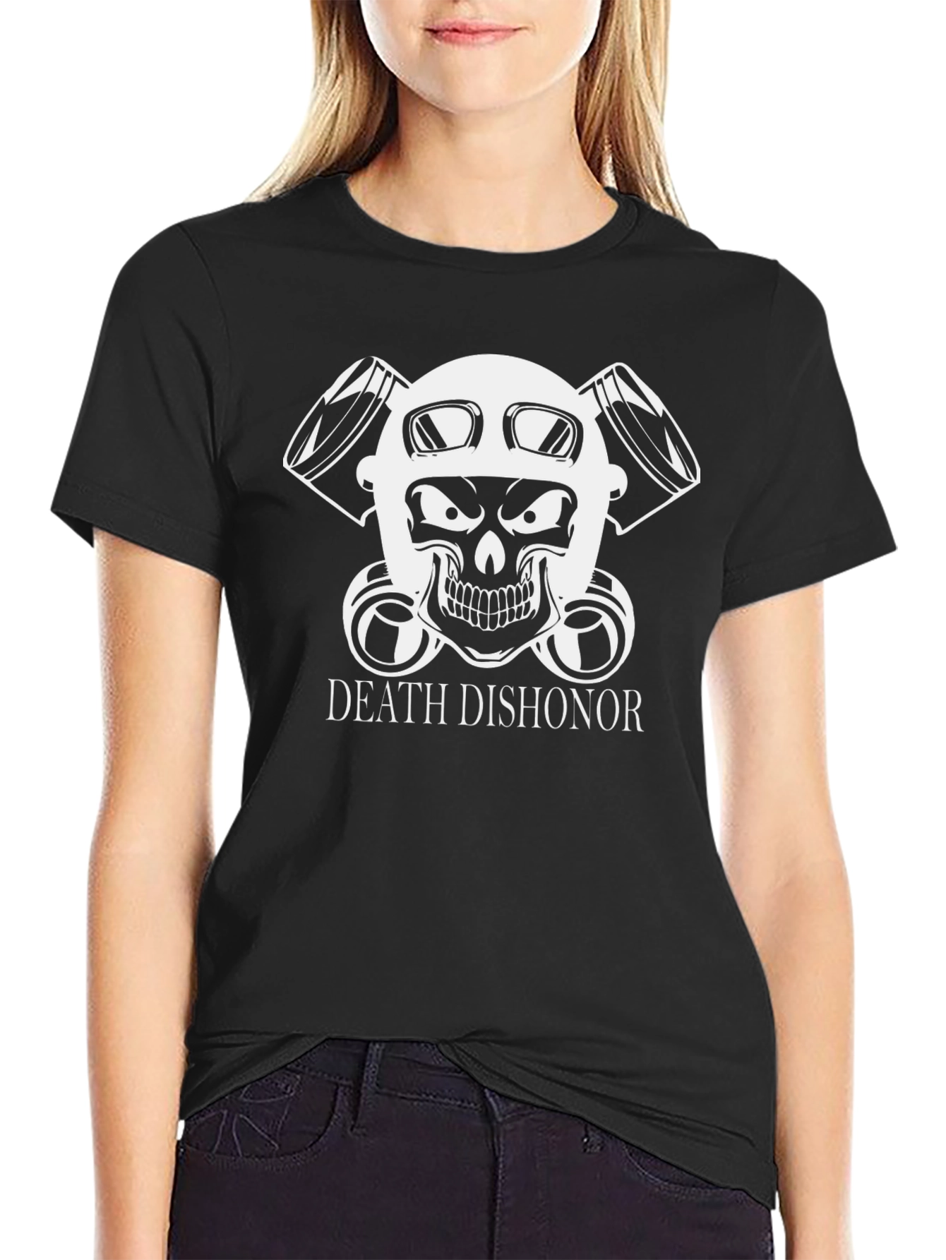 Death Dishonor Skull Graphic Black T-Shirt