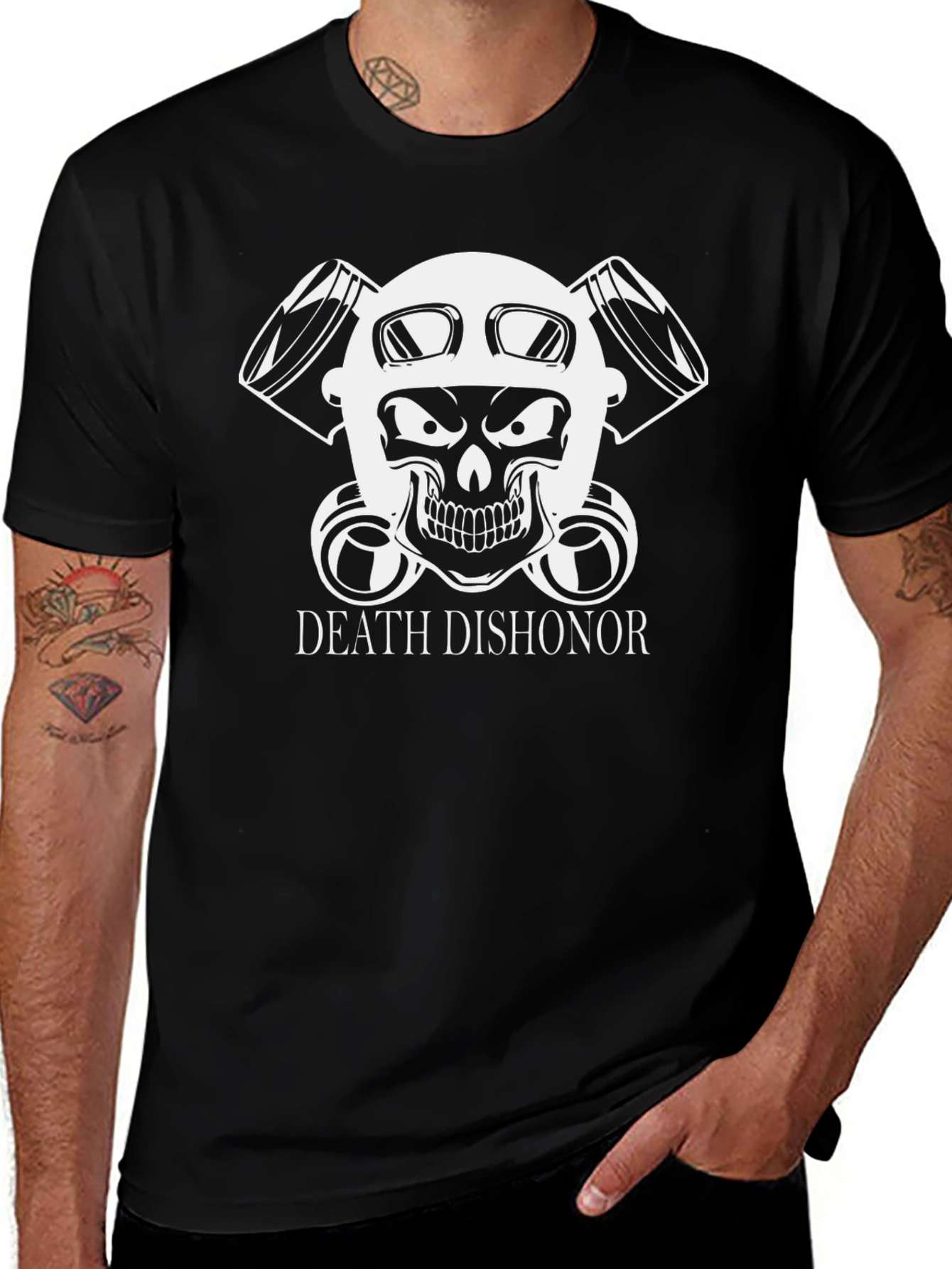 Death Dishonor Skull Graphic Black T-Shirt