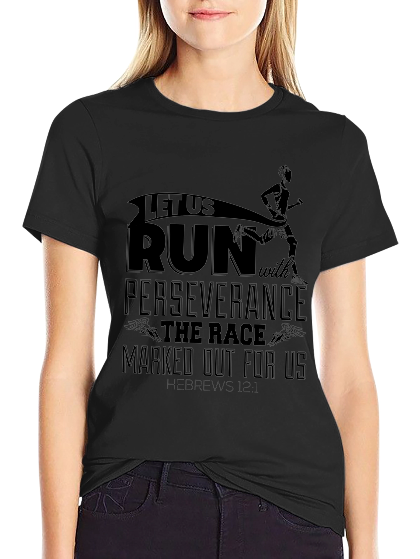 Motivational Run T-Shirt Perseverance Hebrews 12:1