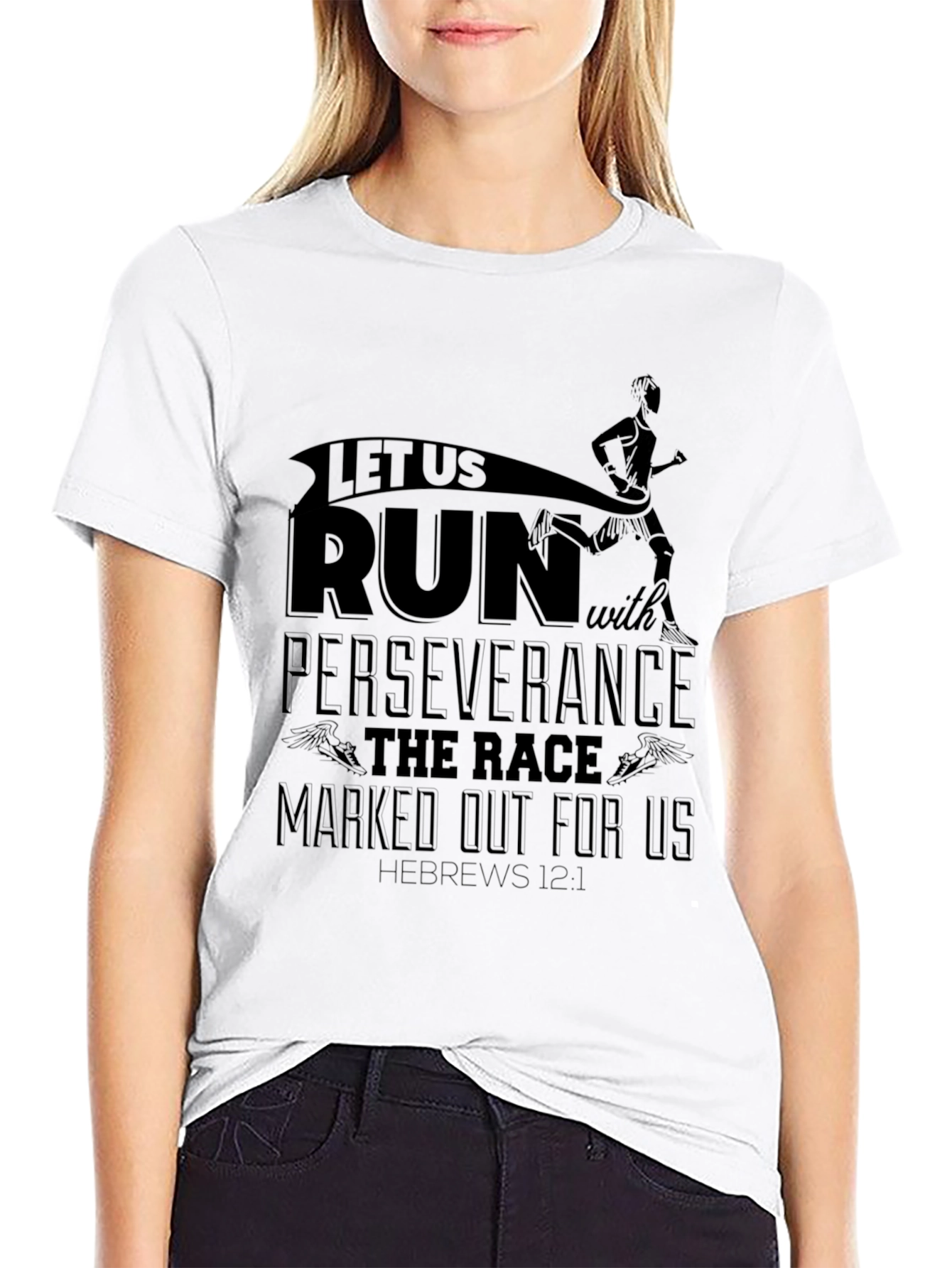 Motivational Run T-Shirt Perseverance Hebrews 12:1