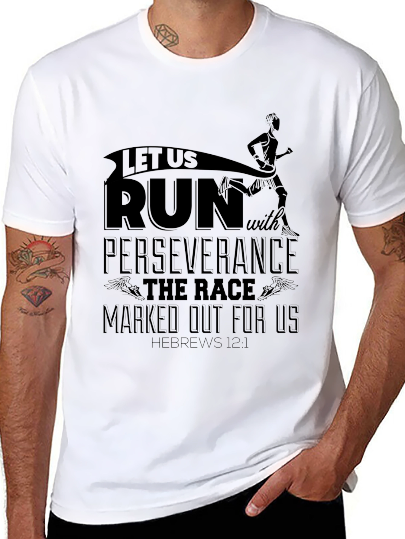 Motivational Run T-Shirt Perseverance Hebrews 12:1