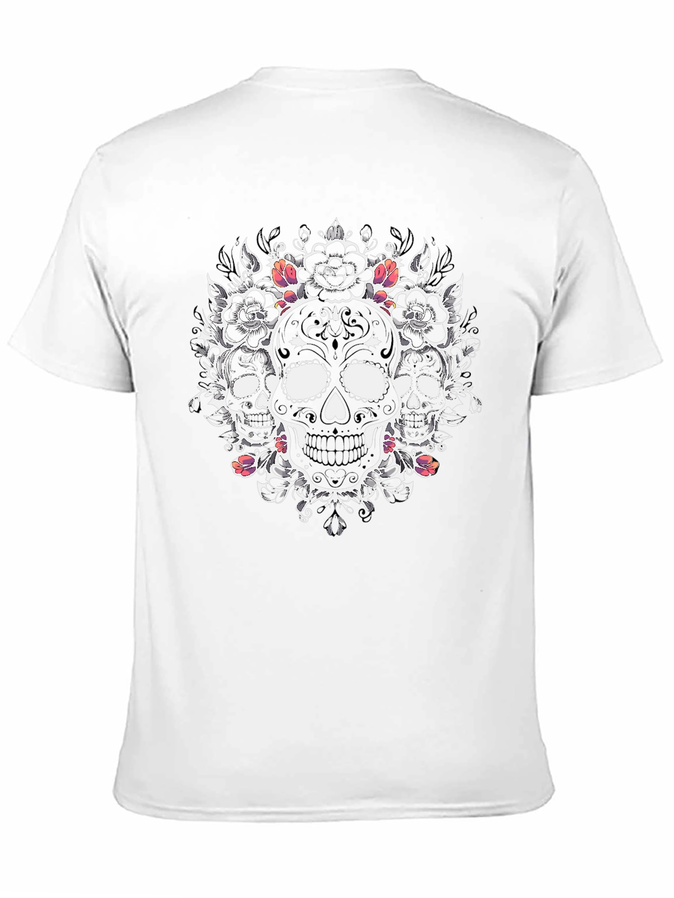 Skull Floral Graphic Tee - Mens Black T-Shirt