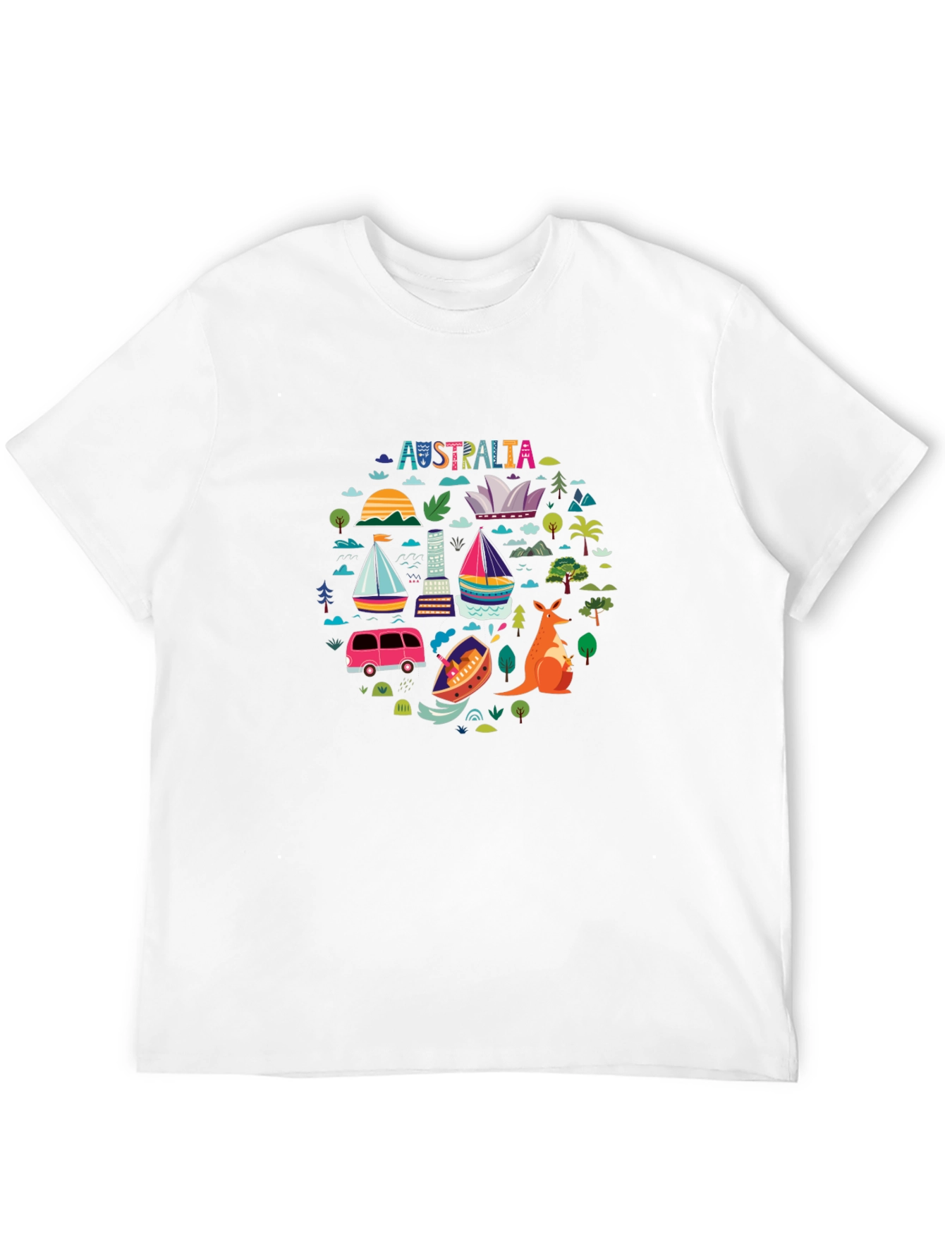 Australia Landmarks Graphic Tee - Black Crewneck