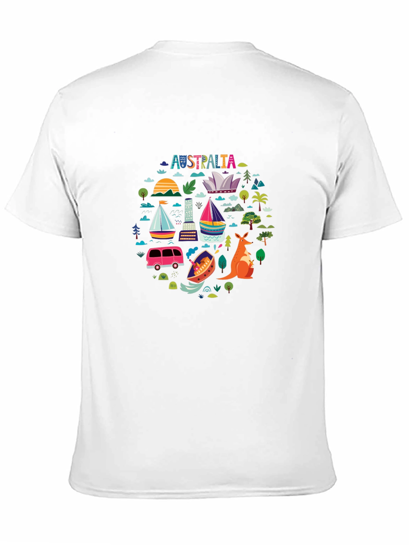 Australia Landmarks Graphic Tee - Black Crewneck