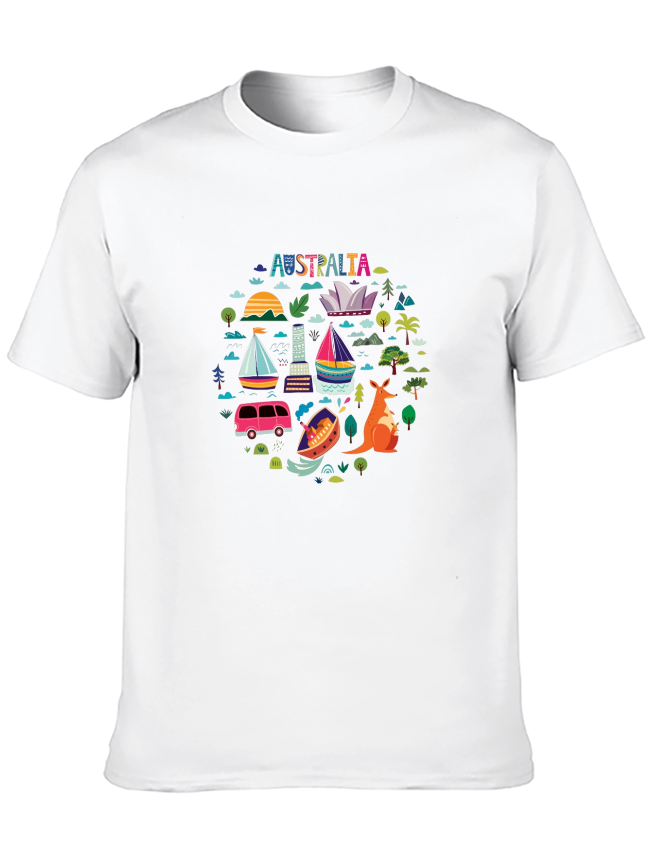 Australia Landmarks Graphic Tee - Black Crewneck