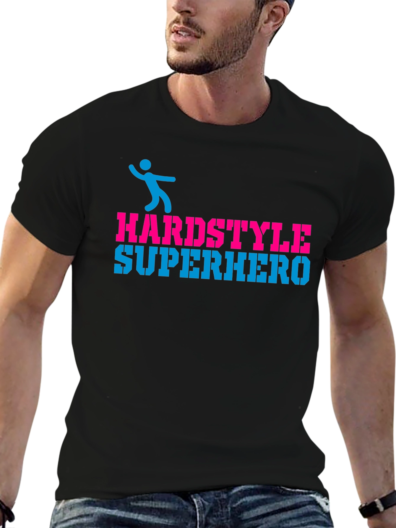 Hardstyle Superhero Black Graphic T-Shirt