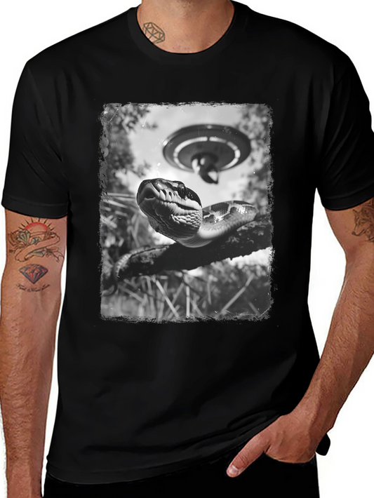 Snake UFO Graphic Tee - Mens Black T-Shirt