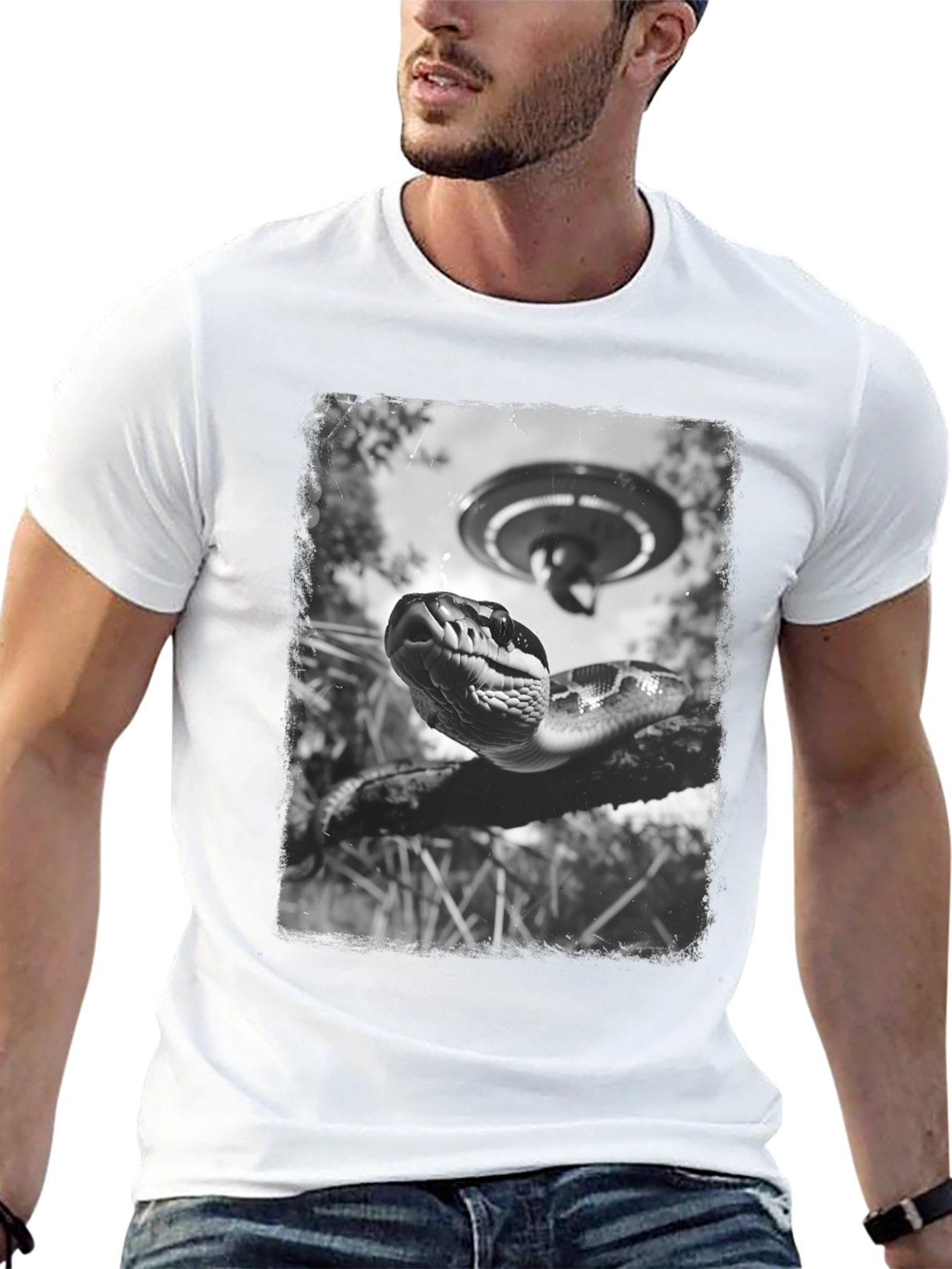 Snake UFO Graphic Tee - Mens Black T-Shirt