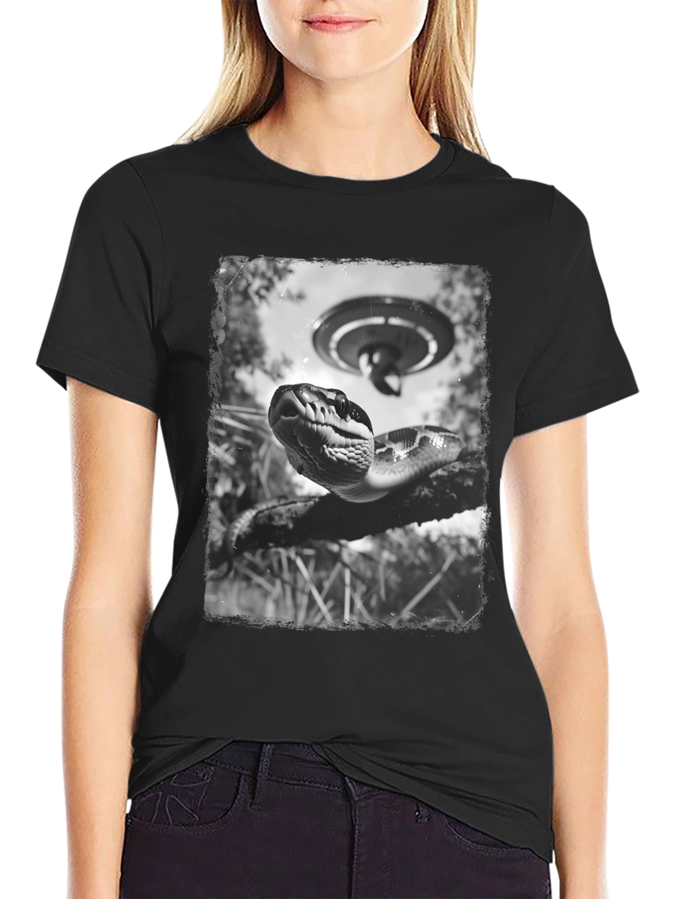 Snake UFO Graphic Tee - Mens Black T-Shirt
