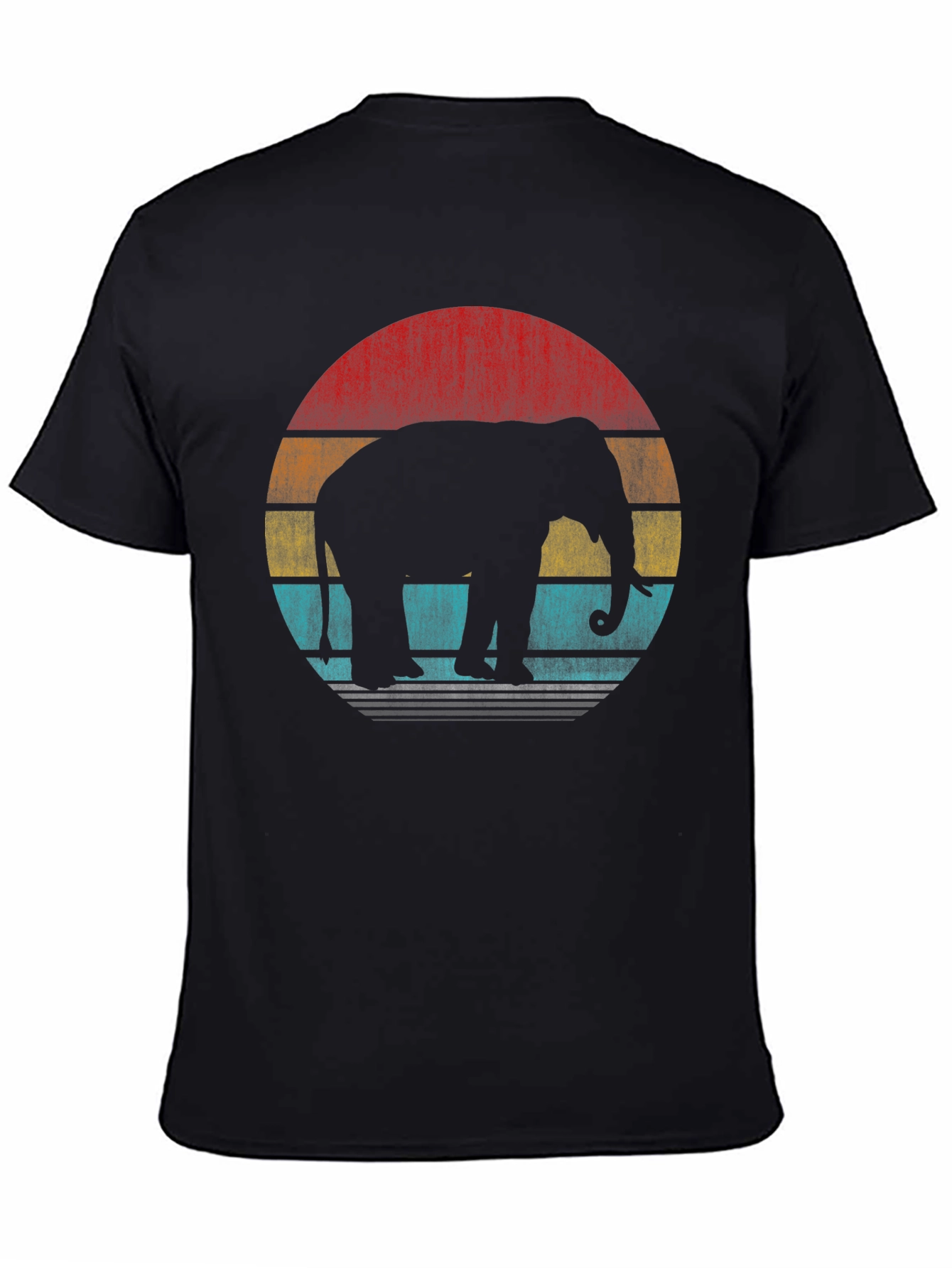 Retro Elephant Sunset T-Shirt - Black