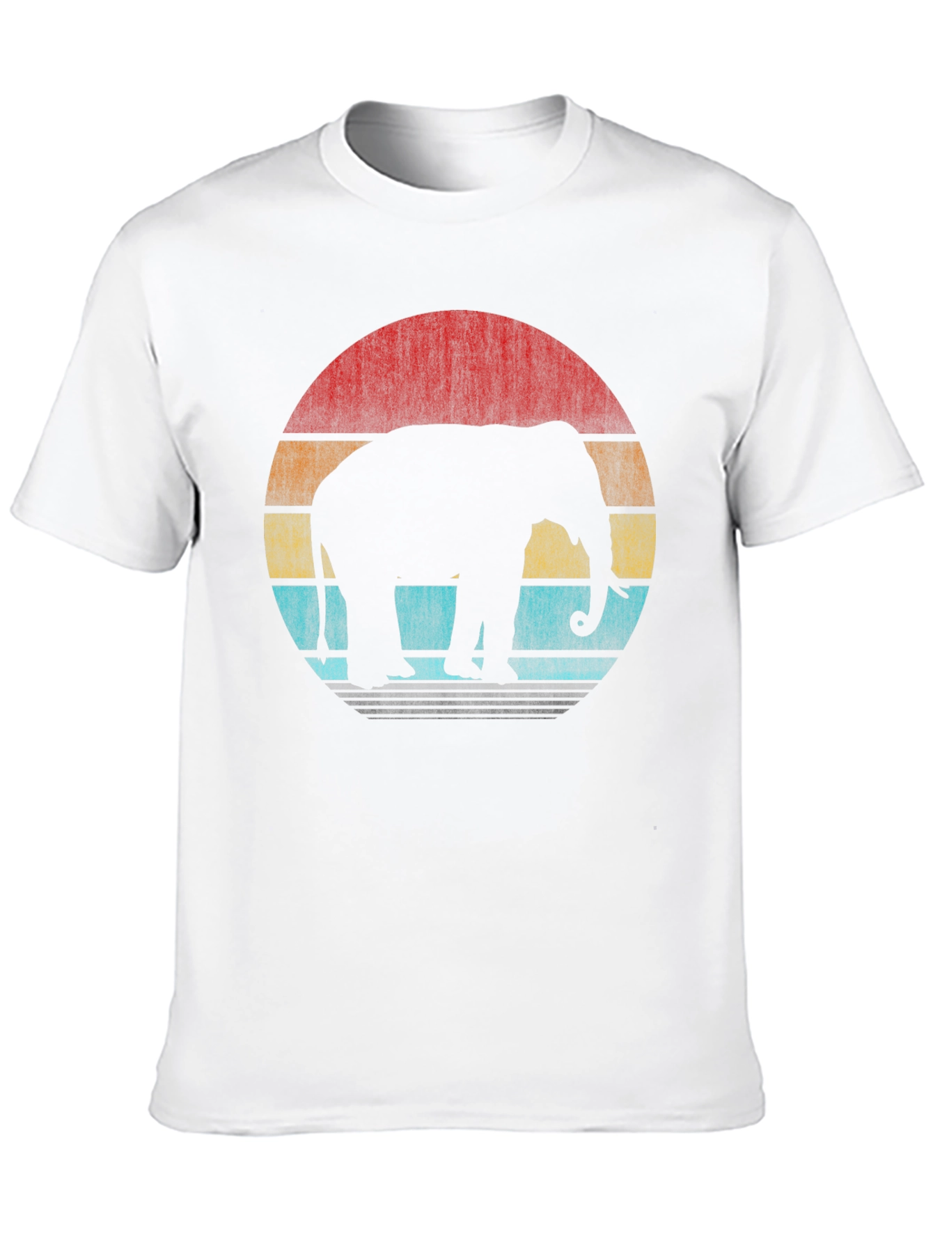 Retro Elephant Sunset T-Shirt - Black