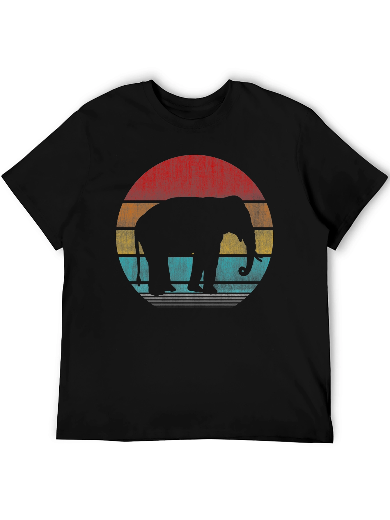 Retro Elephant Sunset T-Shirt - Black