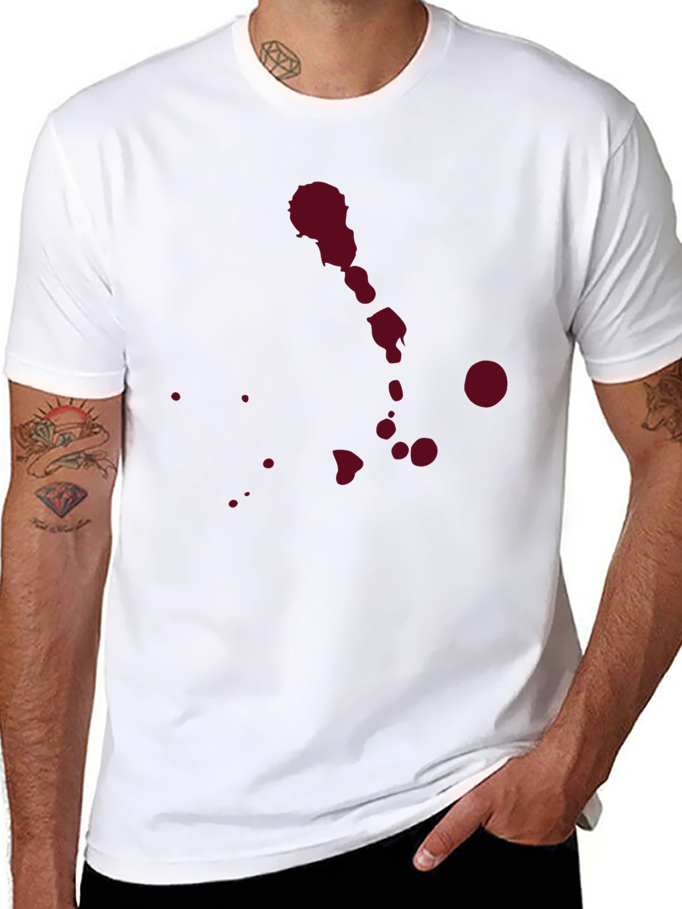 Red Splatter Print T-Shirt