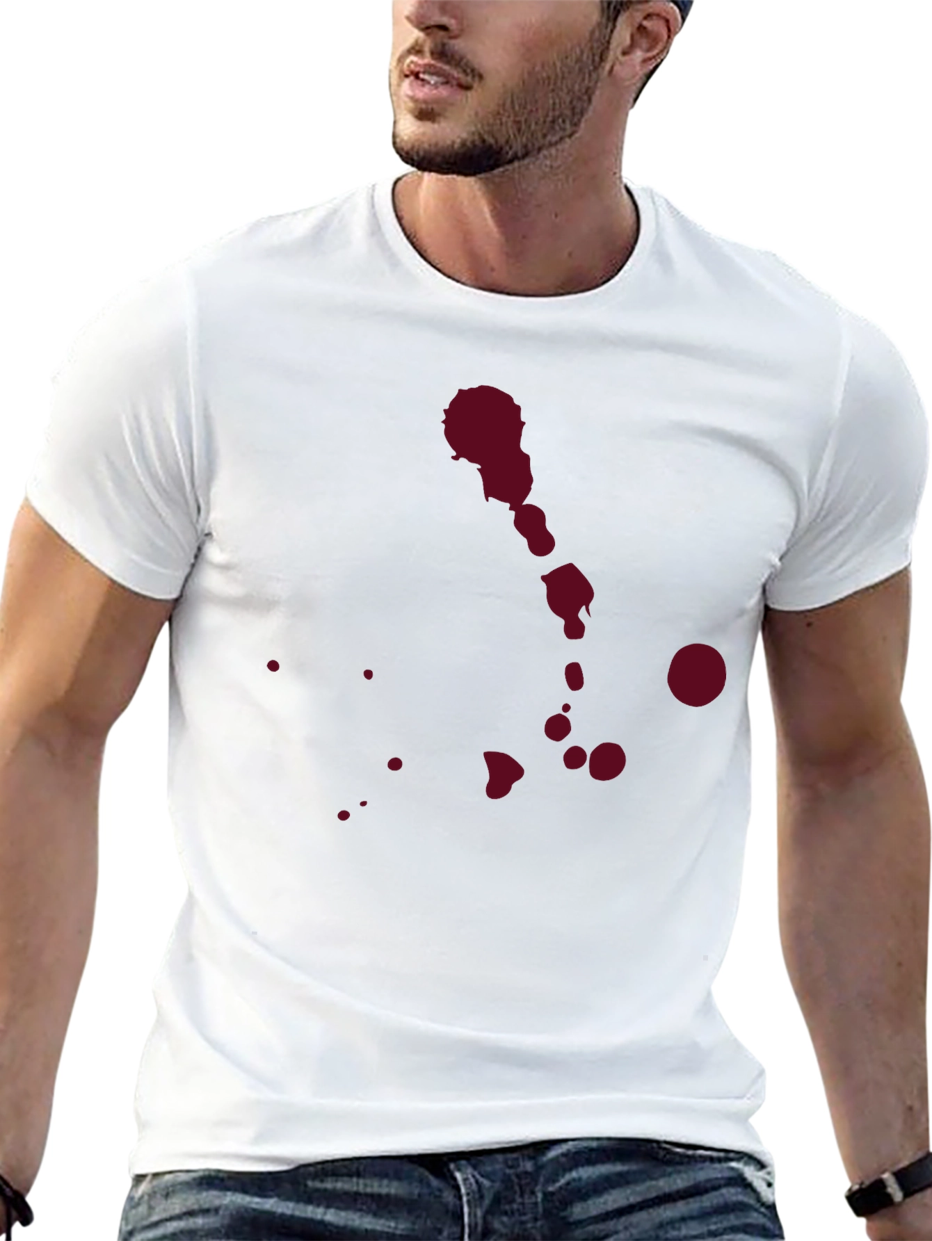 Red Splatter Print T-Shirt