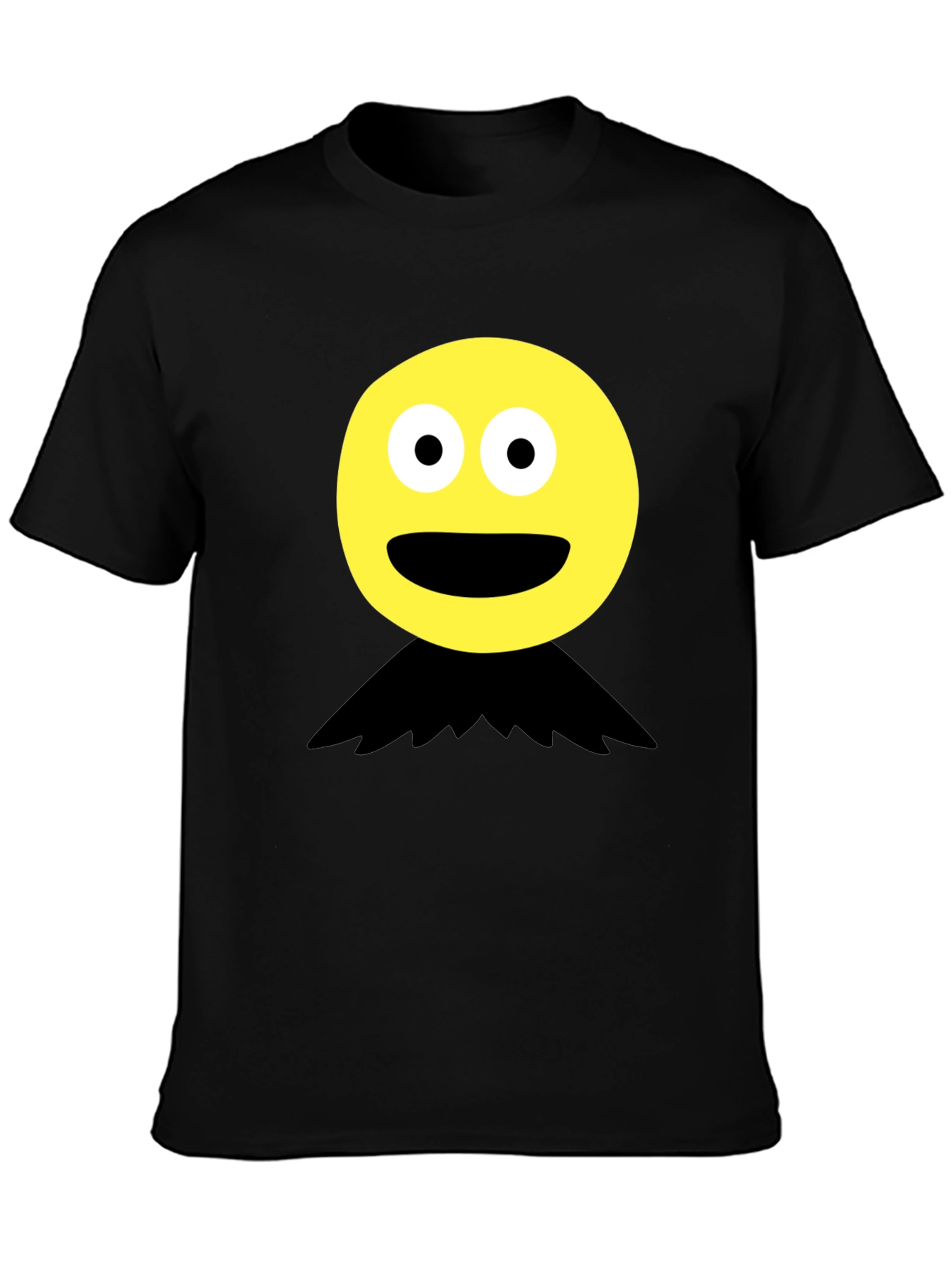 Funny Face Graphic Tee - Black Crew Neck T-Shirt
