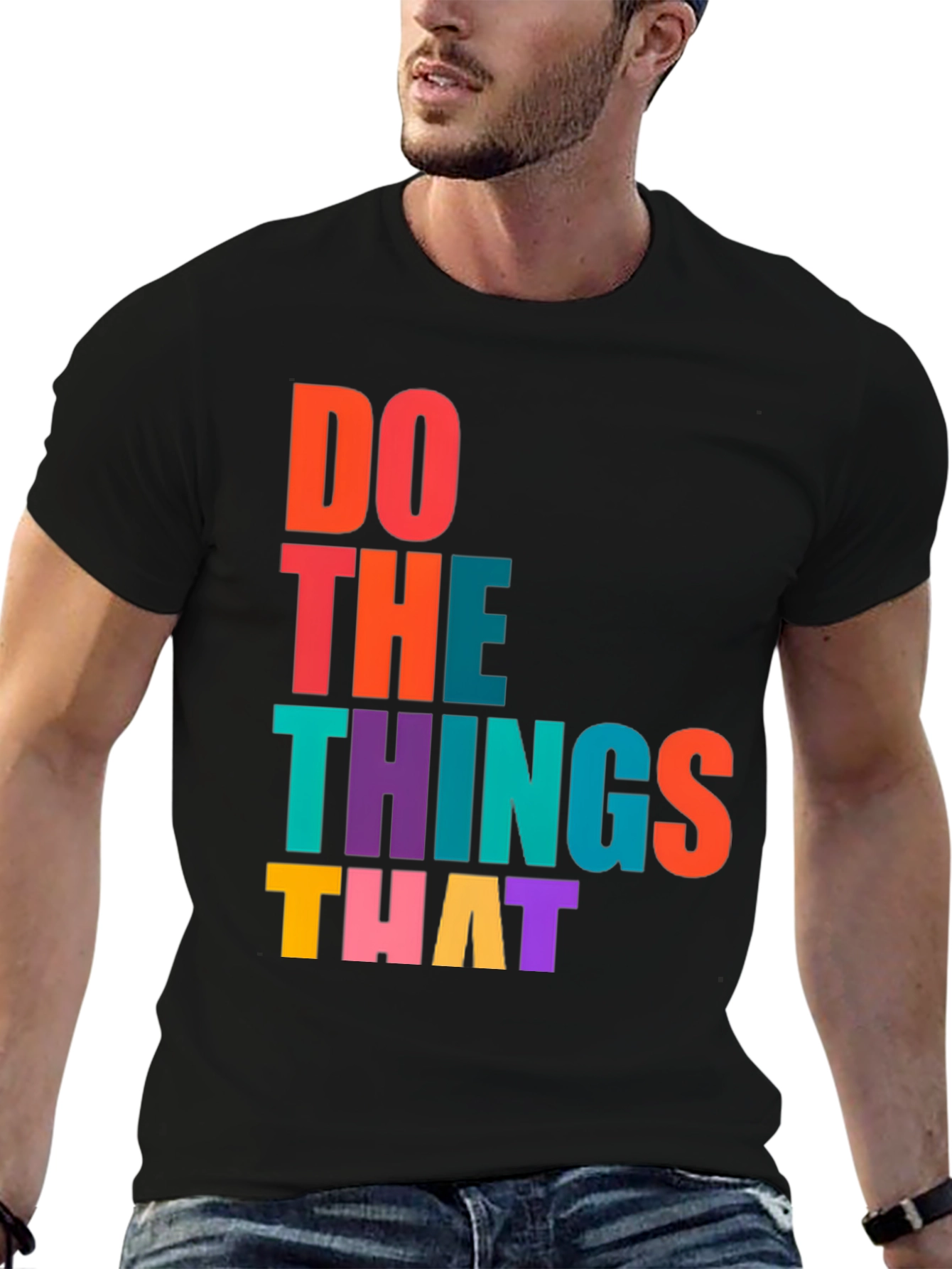Motivational Graphic Print Crew Neck T-Shirt