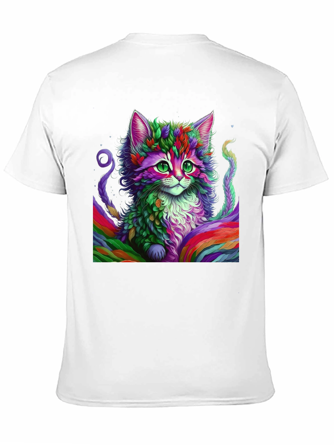 Rainbow Cat Graphic Tee - Black Cotton T-Shirt