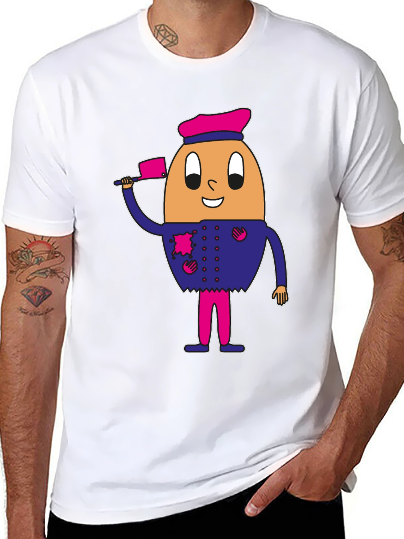 Egg Chef Graphic Tee - Funny Cartoon Character Shirt