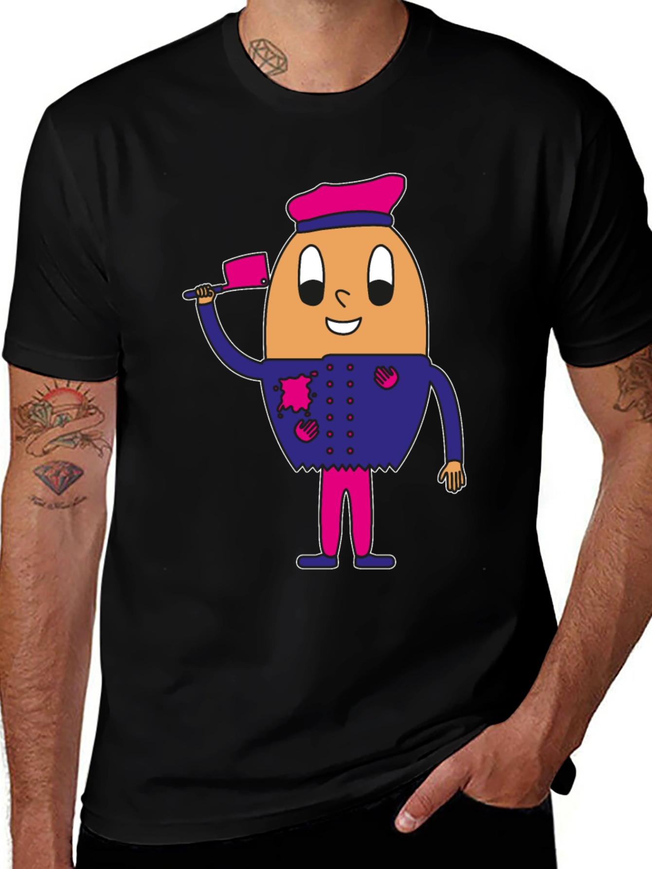 Egg Chef Graphic Tee - Funny Cartoon Character Shirt