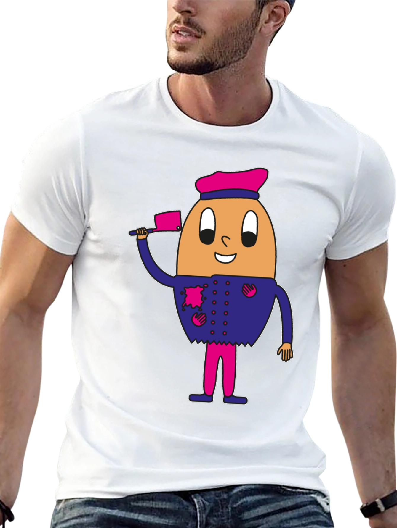 Egg Chef Graphic Tee - Funny Cartoon Character Shirt