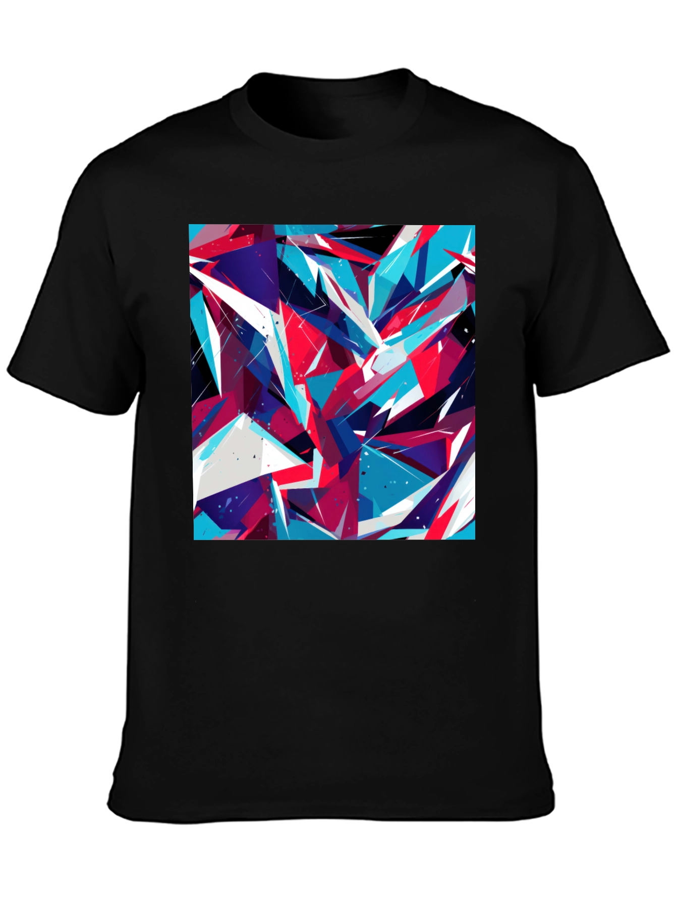 Abstract Geometric Print Black T-Shirt